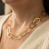 Hammered Oval Chain Necklace