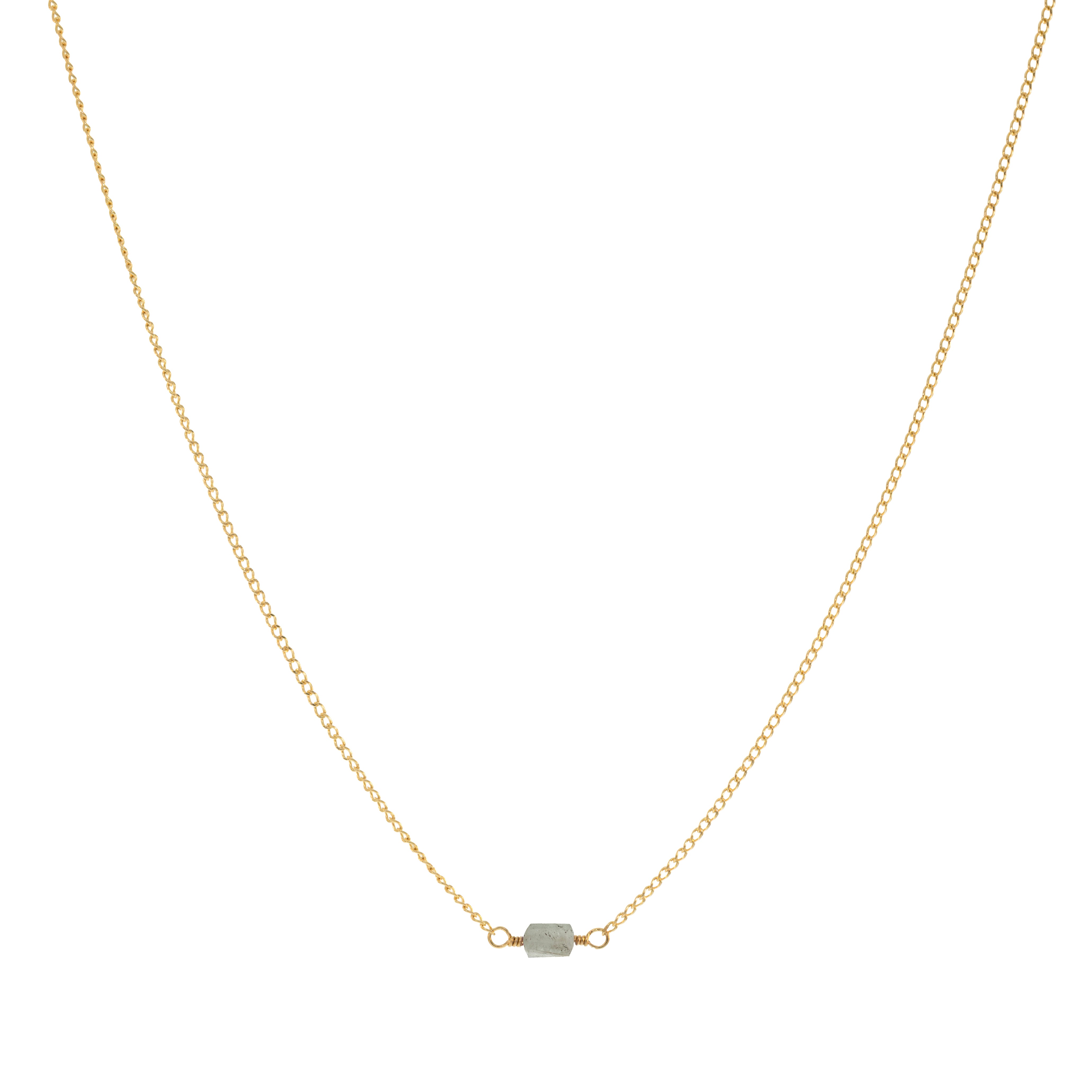 Mini Rock Necklace — Aquamarine — 14K Gold-Filled