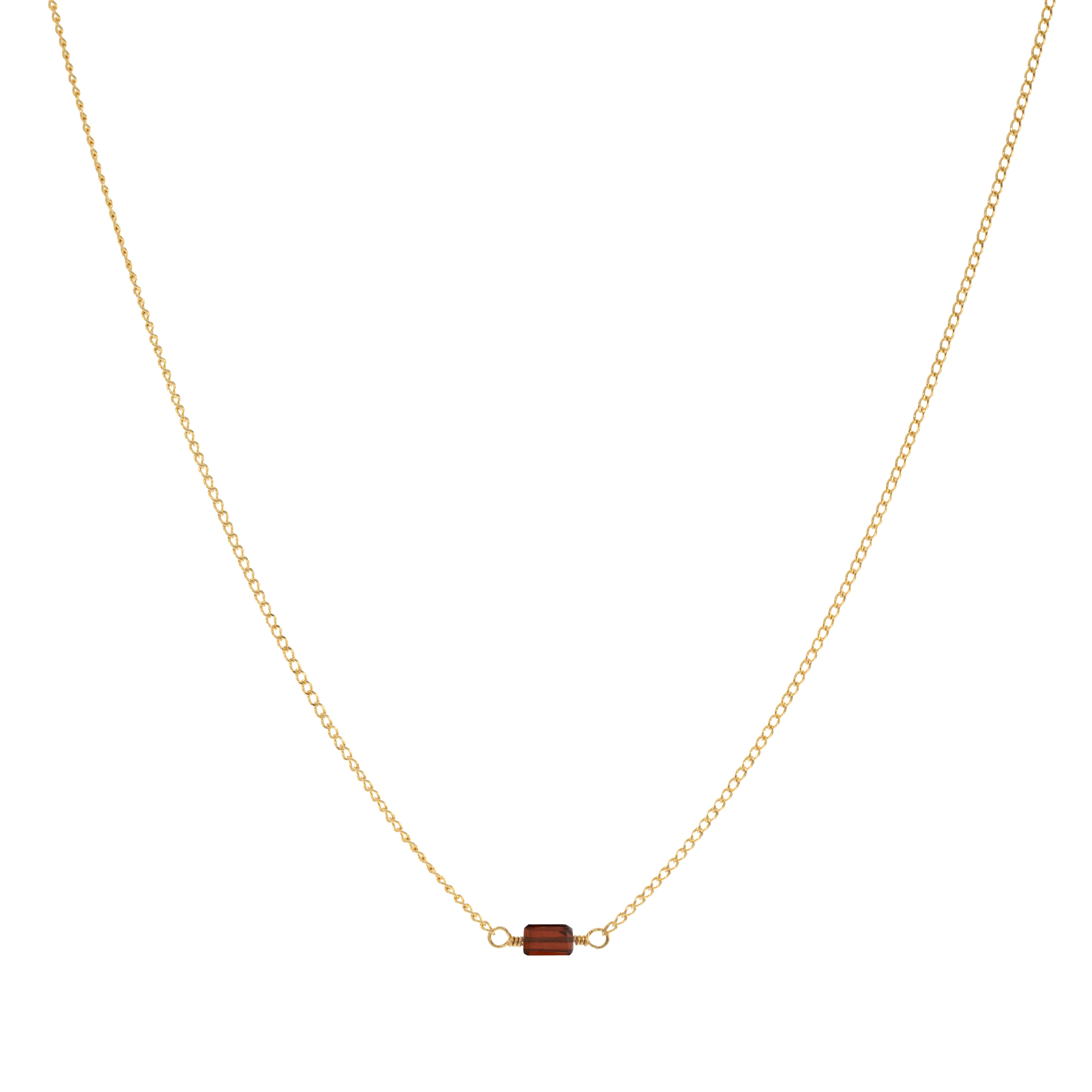 Mini Rock Necklace — Garnet — 14K Gold-Filled