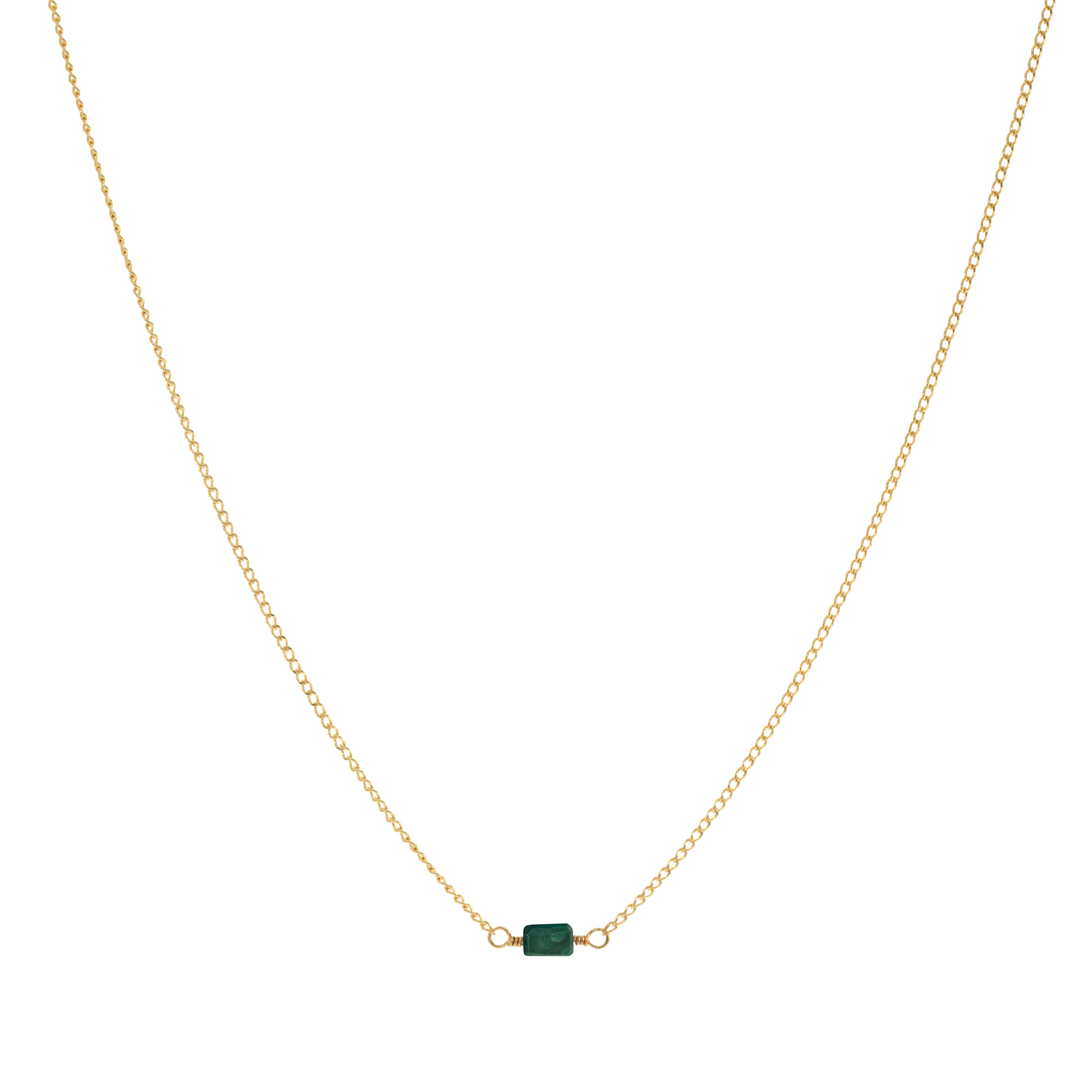 Mini Rock Necklace — Malachite — 14K Gold-Filled