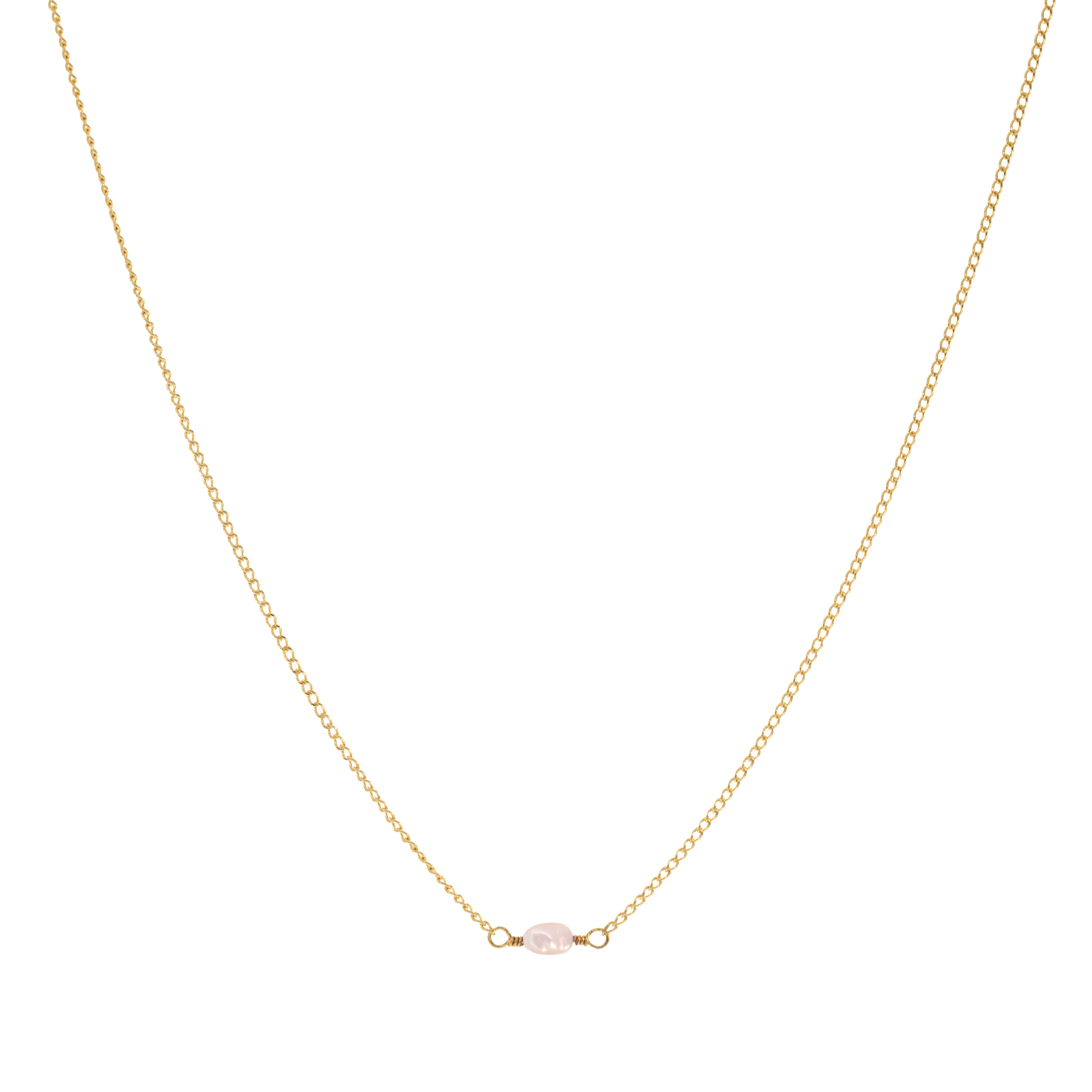 Mini Rock Necklace — Pink Pearl — 14K Gold-Filled