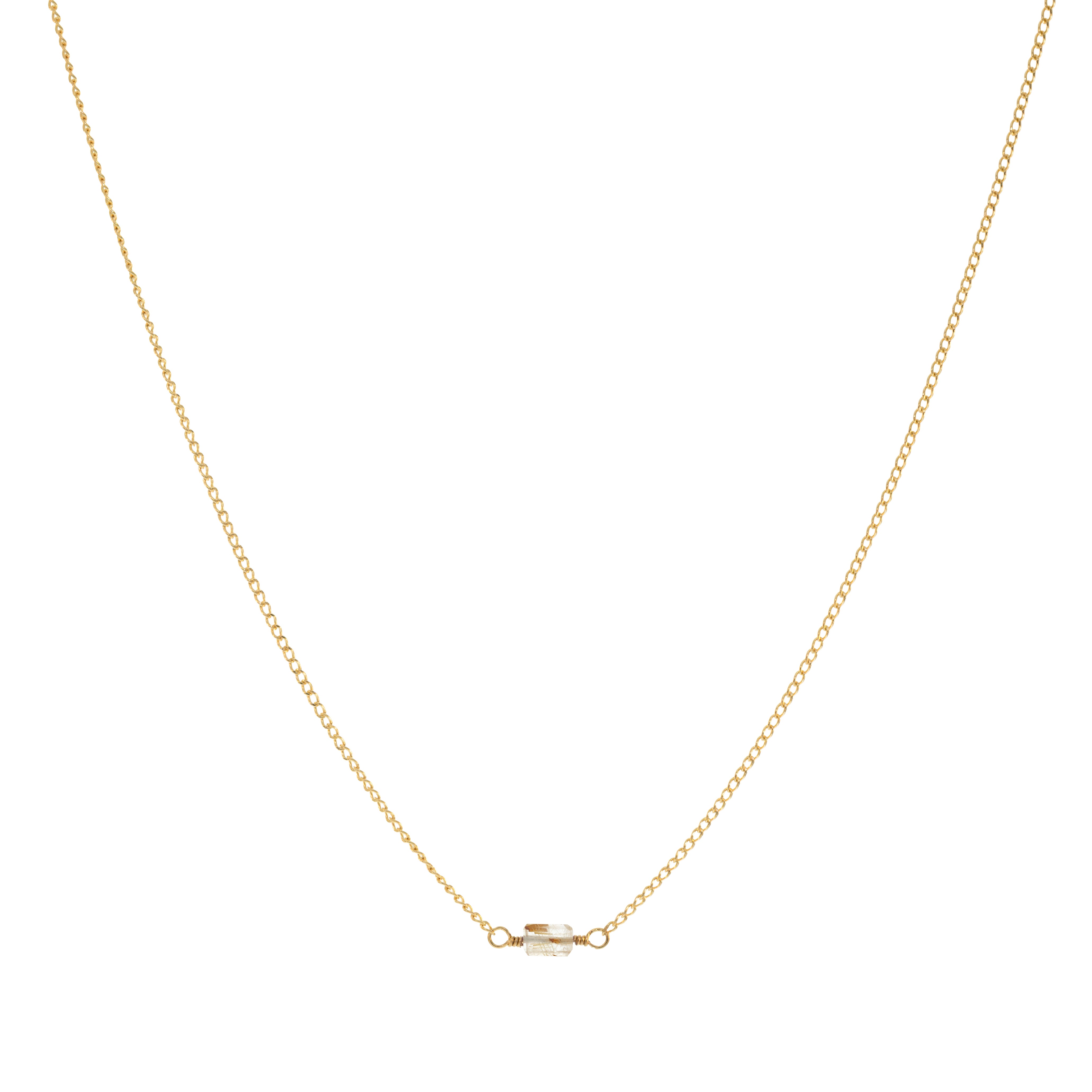 Mini Rock Necklace — Rutilated Quartz — 14K Gold-Filled