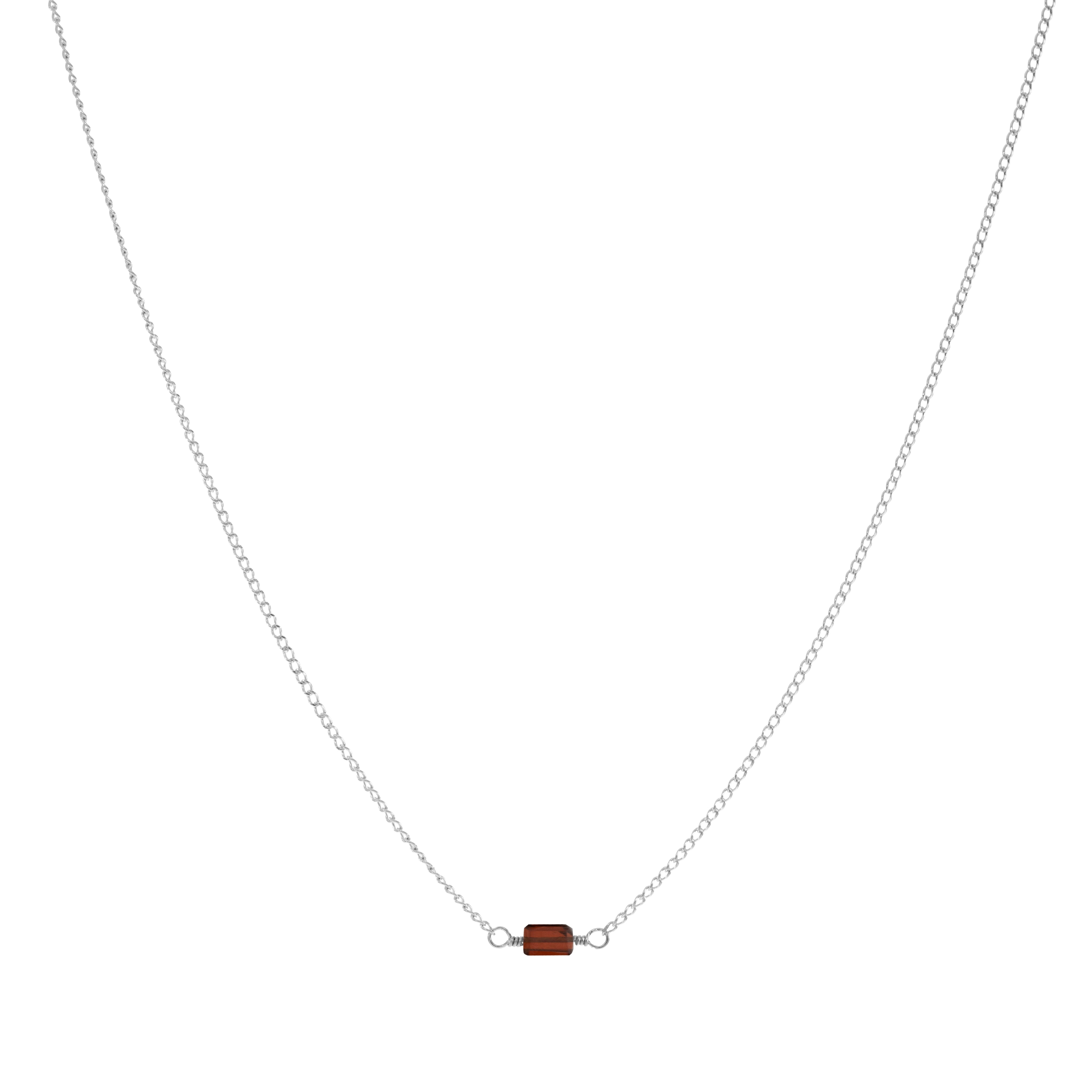 Mini Rock Necklace — Garnet — Sterling Silver