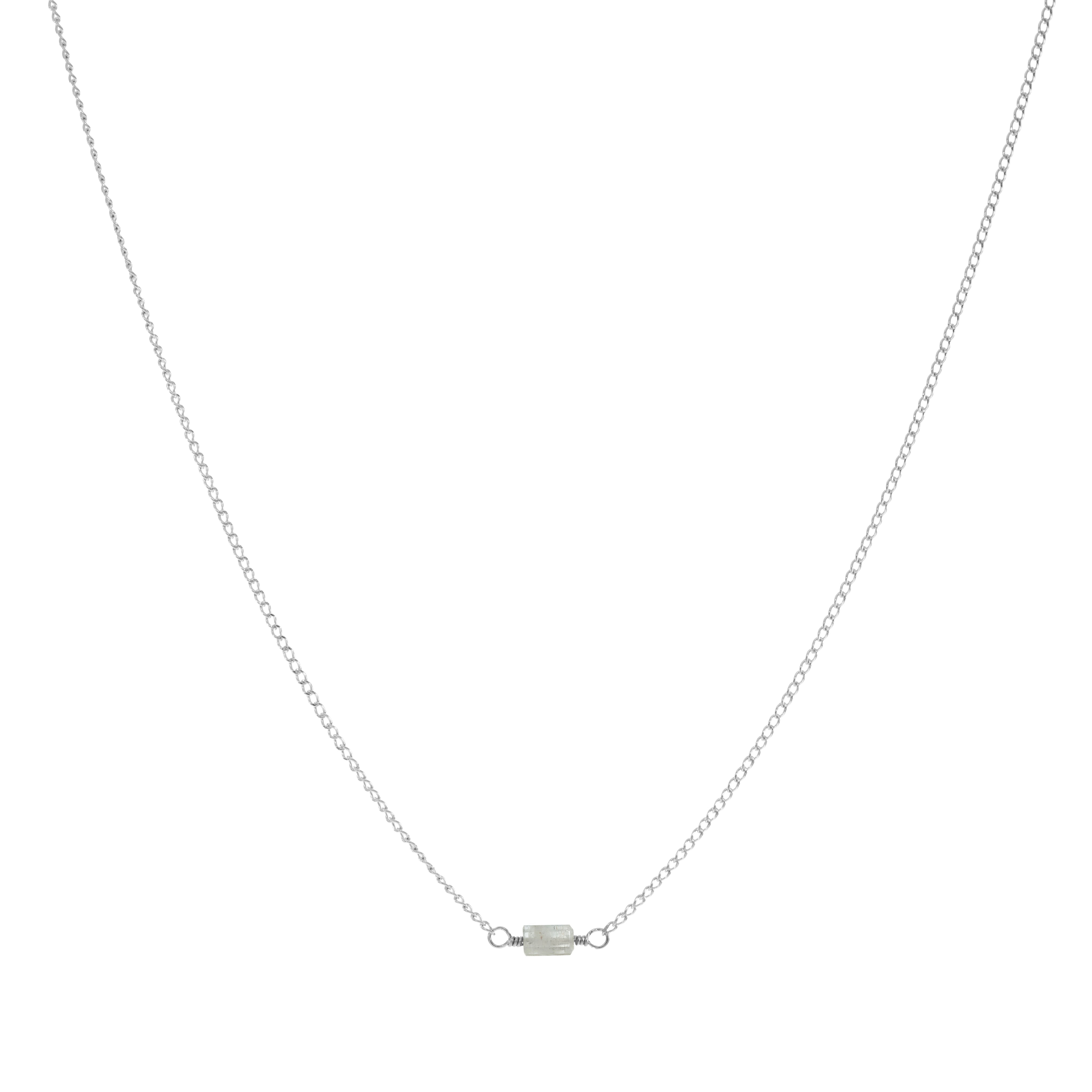Mini Rock Necklace — Moss Aquamarine — Sterling Silver