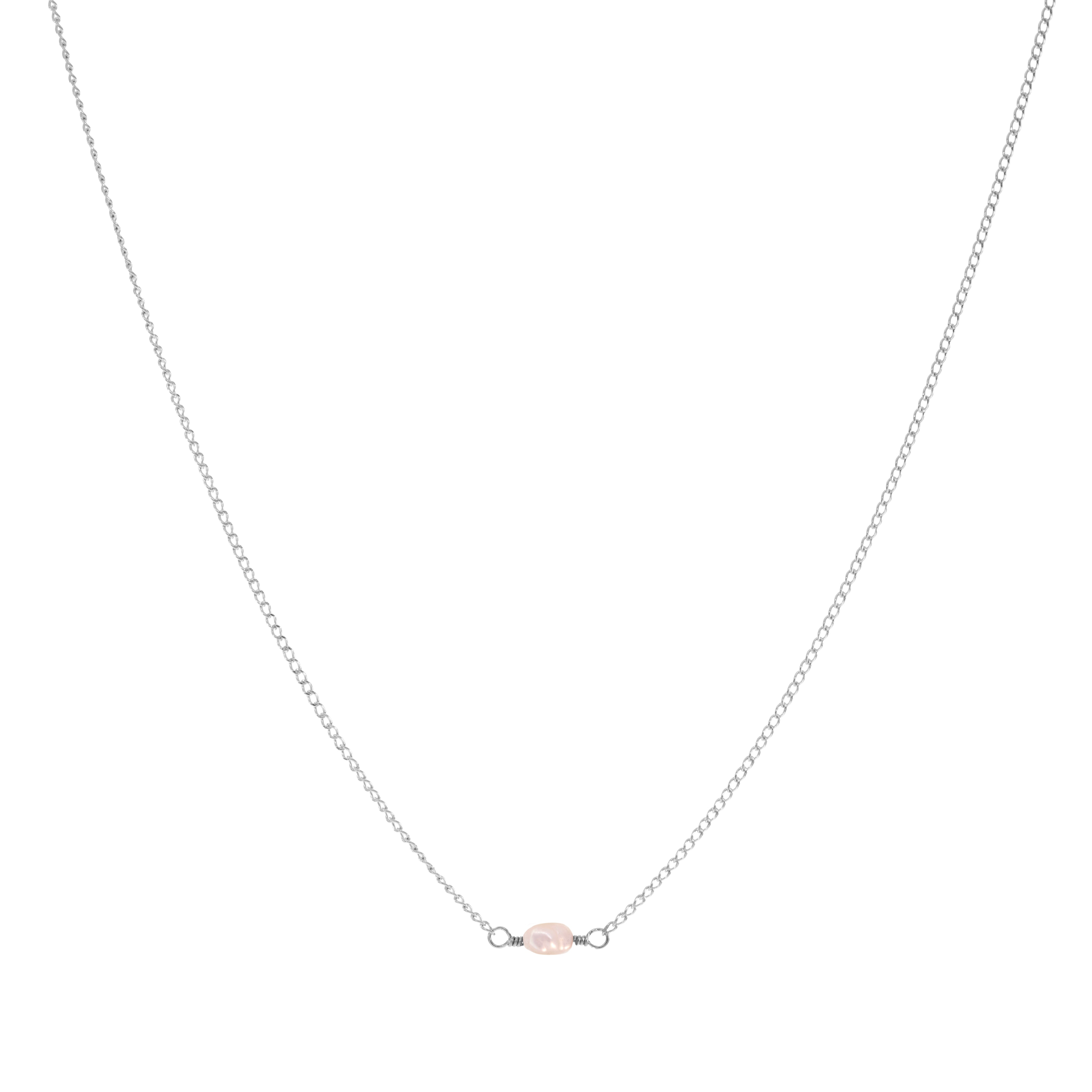 Mini Rock Necklace — Pink Pearl — Sterling Silver