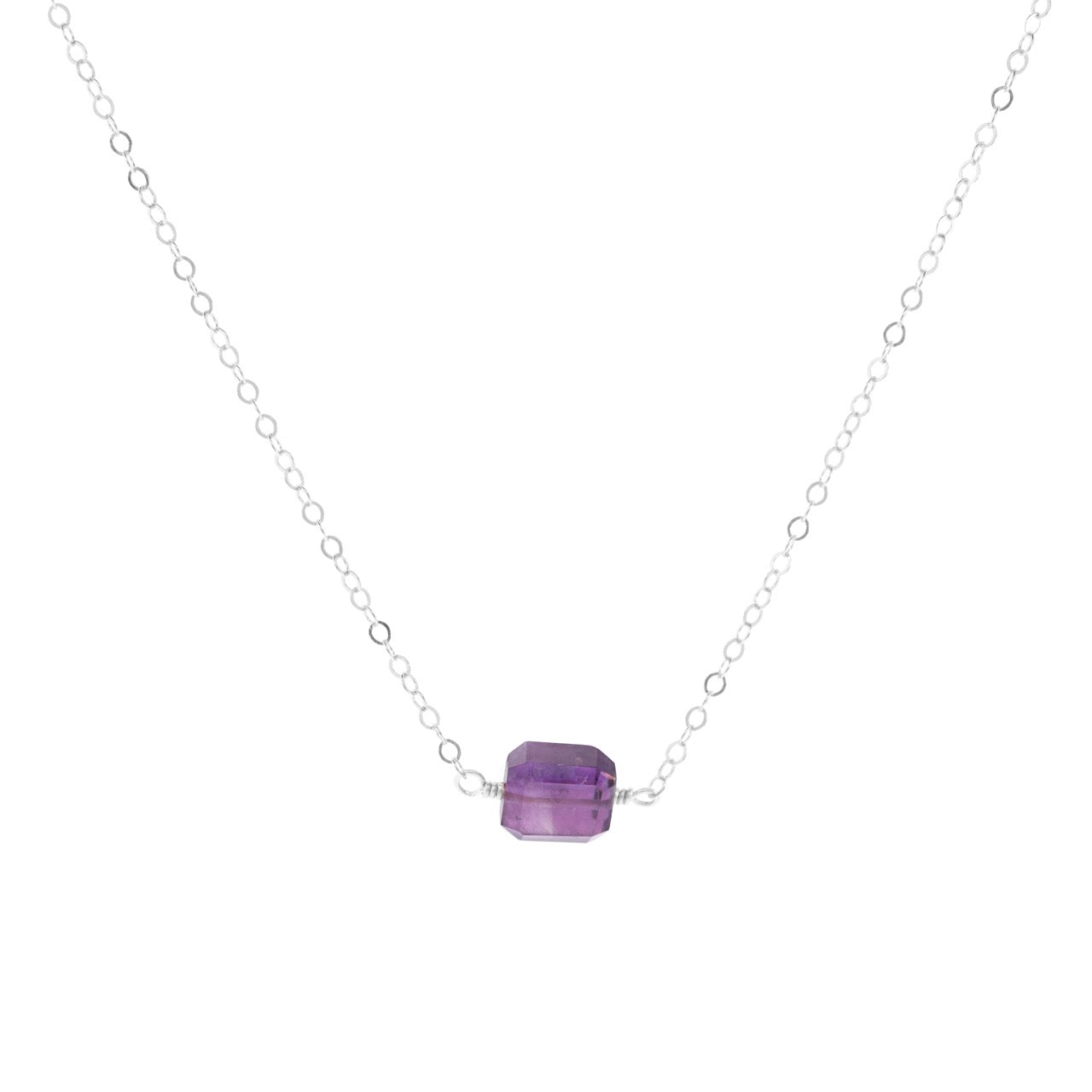 Petite Rock Necklace - Amethyst - Sterling Silver