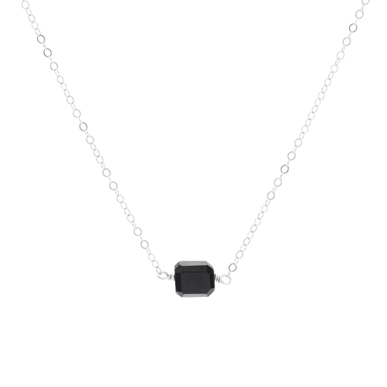 Petite Rock Necklace - Black Spinel - Sterling Silver