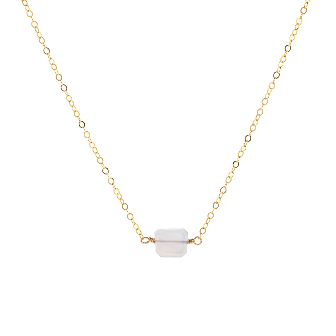 Petite Rock Necklace - Chalcedony - 14K Gold-Filled