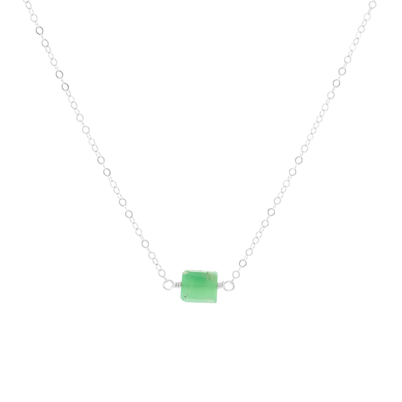 Petite Rock Necklace - Chrysoprase - Sterling Silver