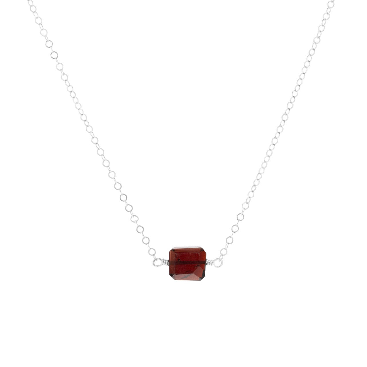 Petite Rock Necklace - Garnet - Sterling Silver