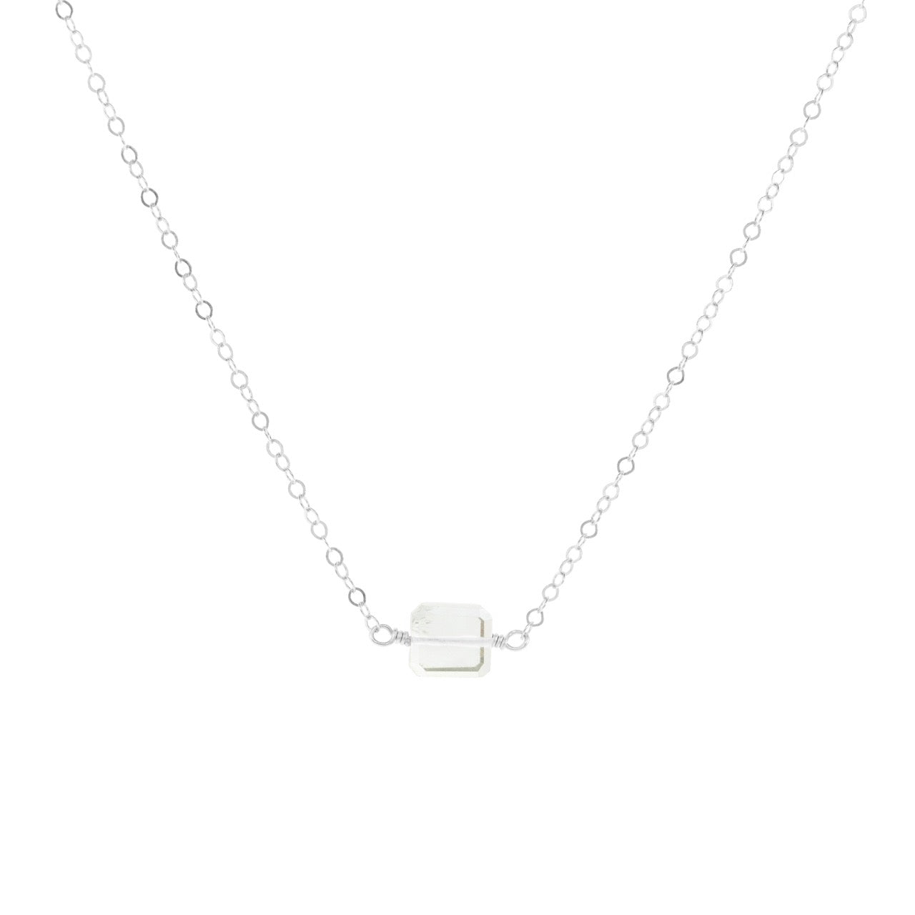Petite Rock Necklace - Green Amethyst - Sterling Silver