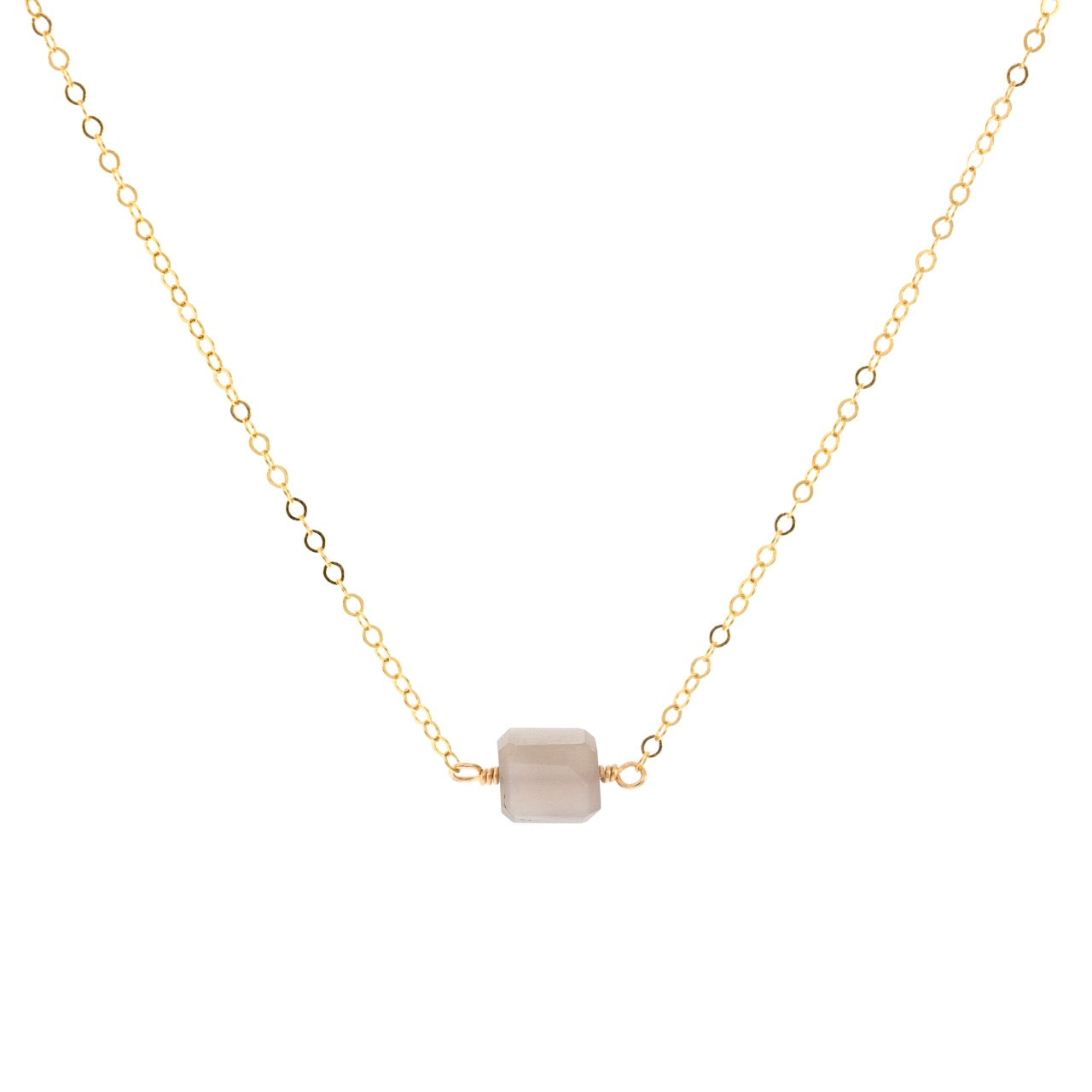Petite Rock Necklace - Grey Moonstone - 14K Gold-Filled