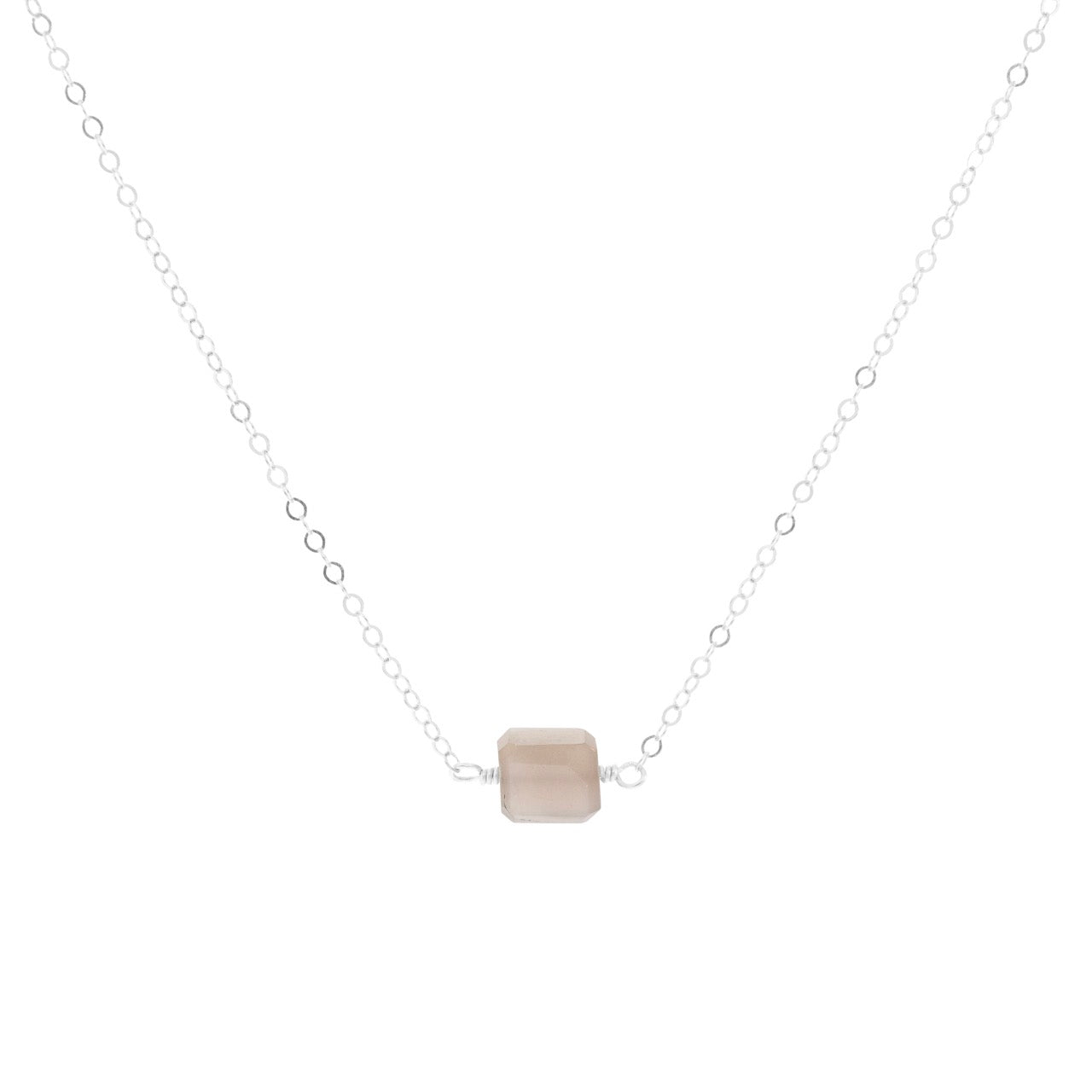 Petite Rock Necklace - Grey Moonstone - Sterling Silver
