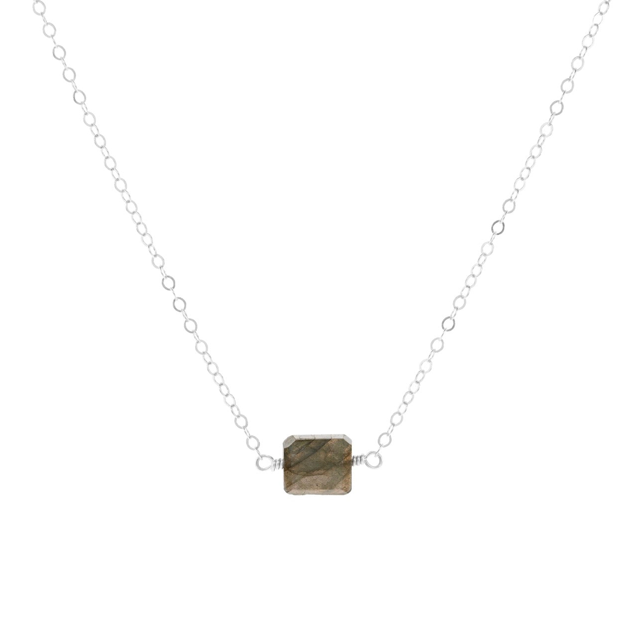 Petite Rock Necklace - Labradorite - Sterling Silver