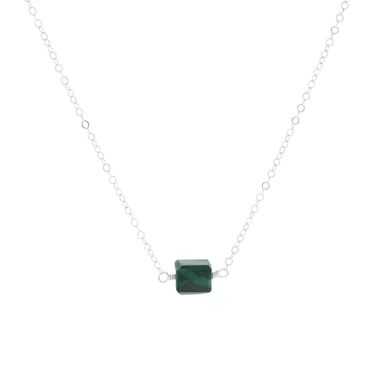 Petite Rock Necklace - Malachite - Sterling Silver