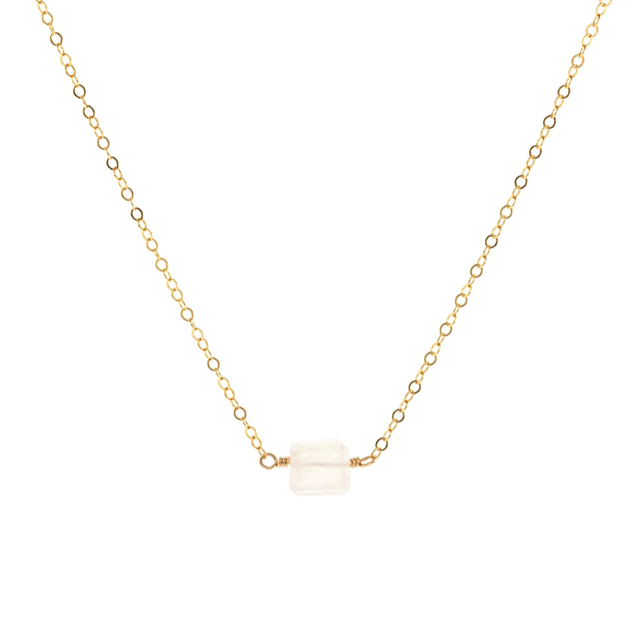 Petite Rock Necklace - Moonstone - 14K Gold-Filled