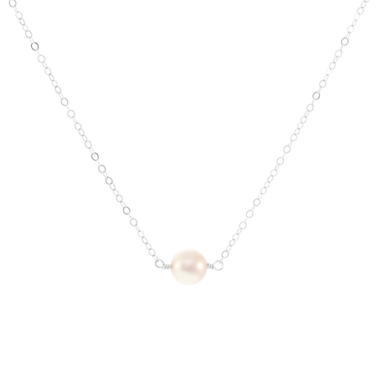 Petite Rock Necklace - Pink Pearl - Sterling Silver