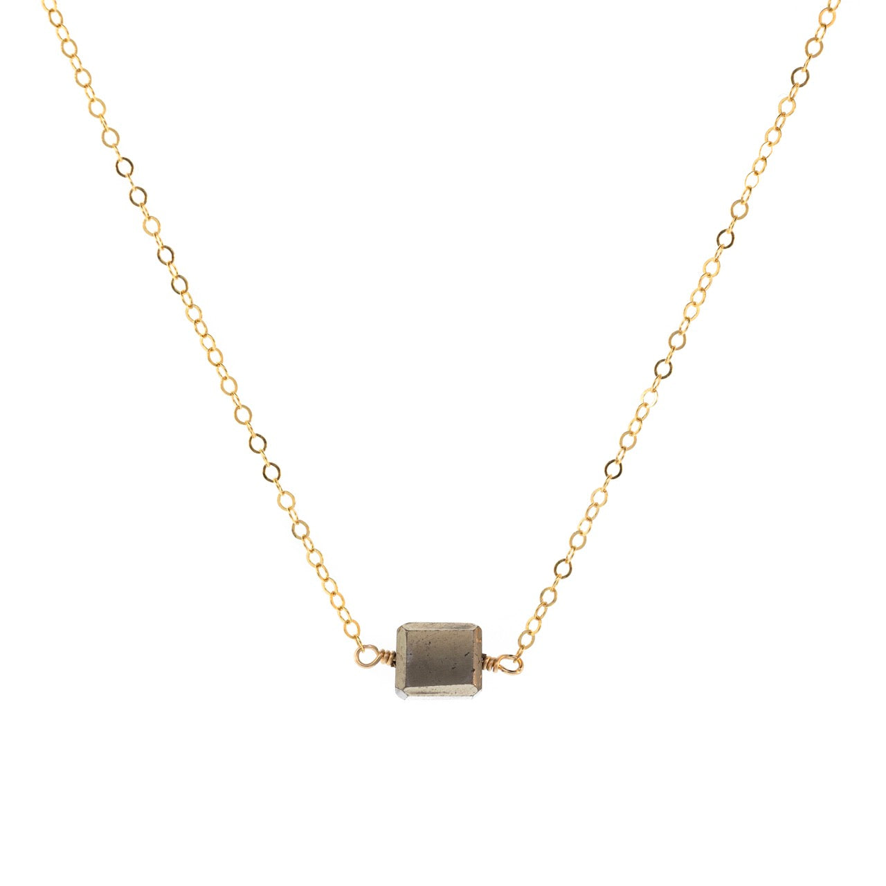 Petite Rock Necklace - Pyrite - 14K Gold-Filled