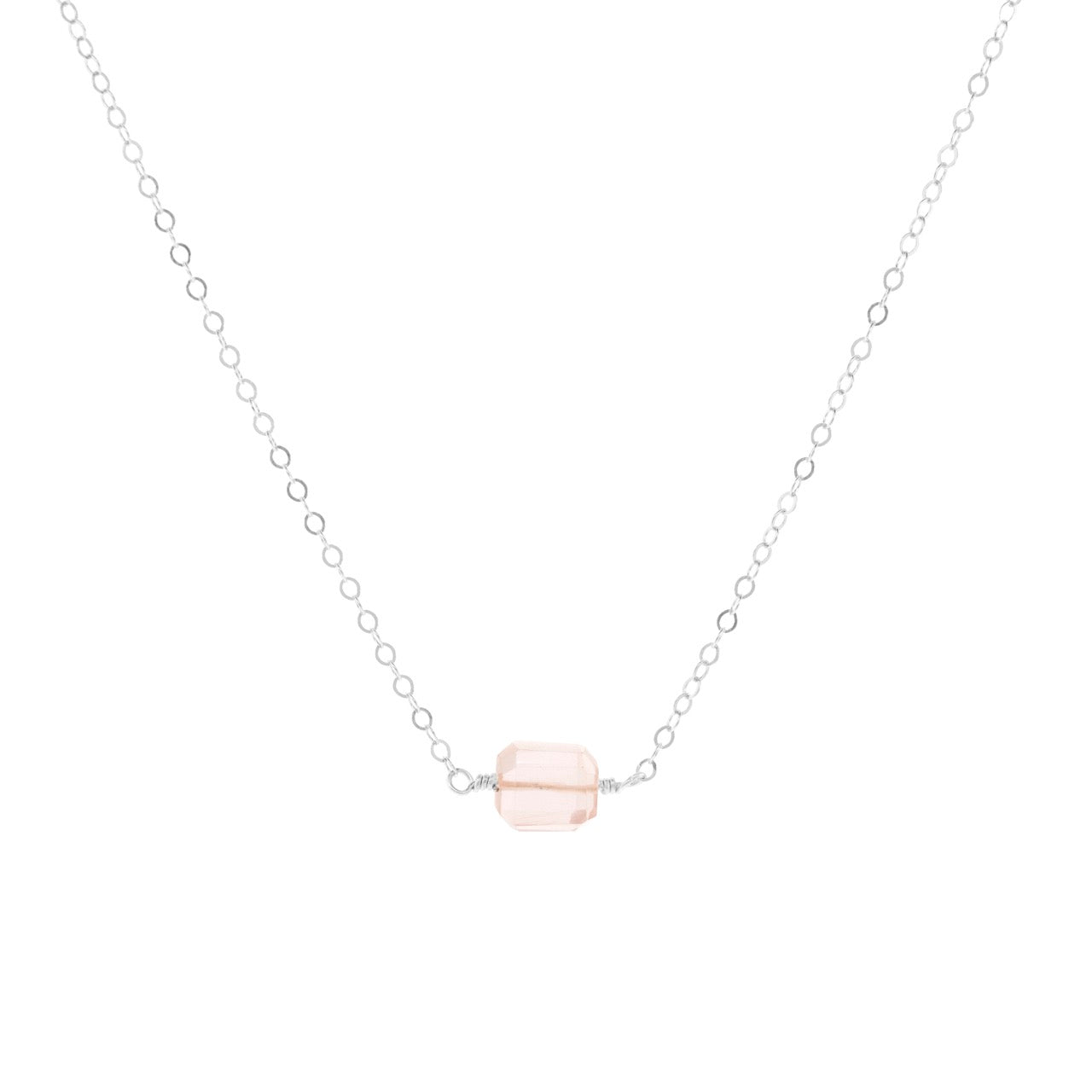 Petite Rock Necklace - Rose Quartz - Sterling Silver