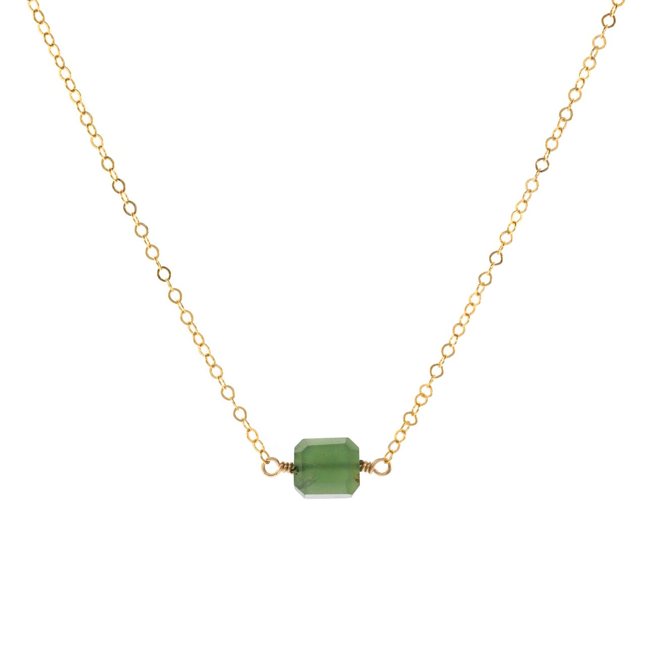 Petite Rock Necklace - Serpentine - 14K Gold-Filled