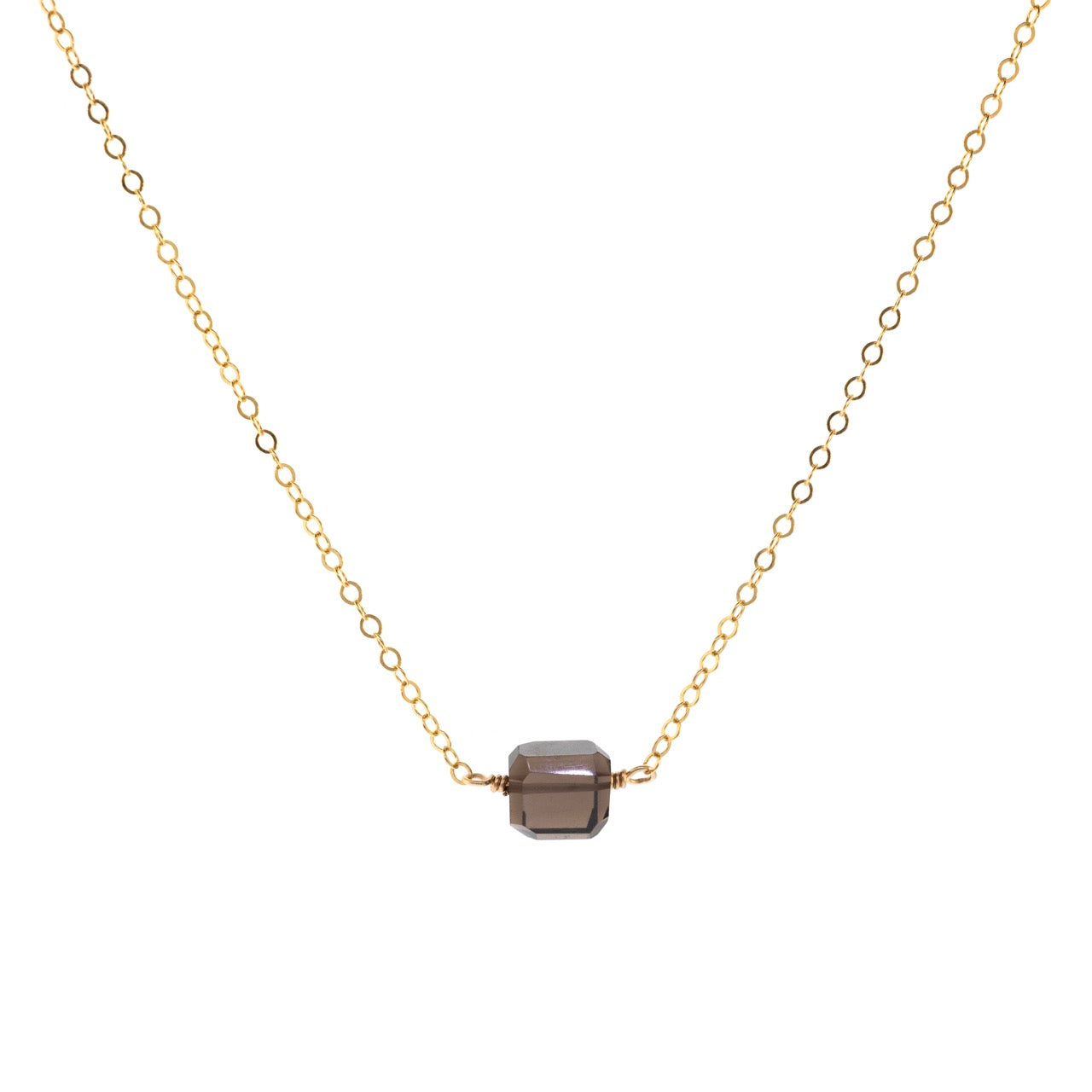 Petite Rock Necklace - Smoky Quartz - 14K Gold-Filled