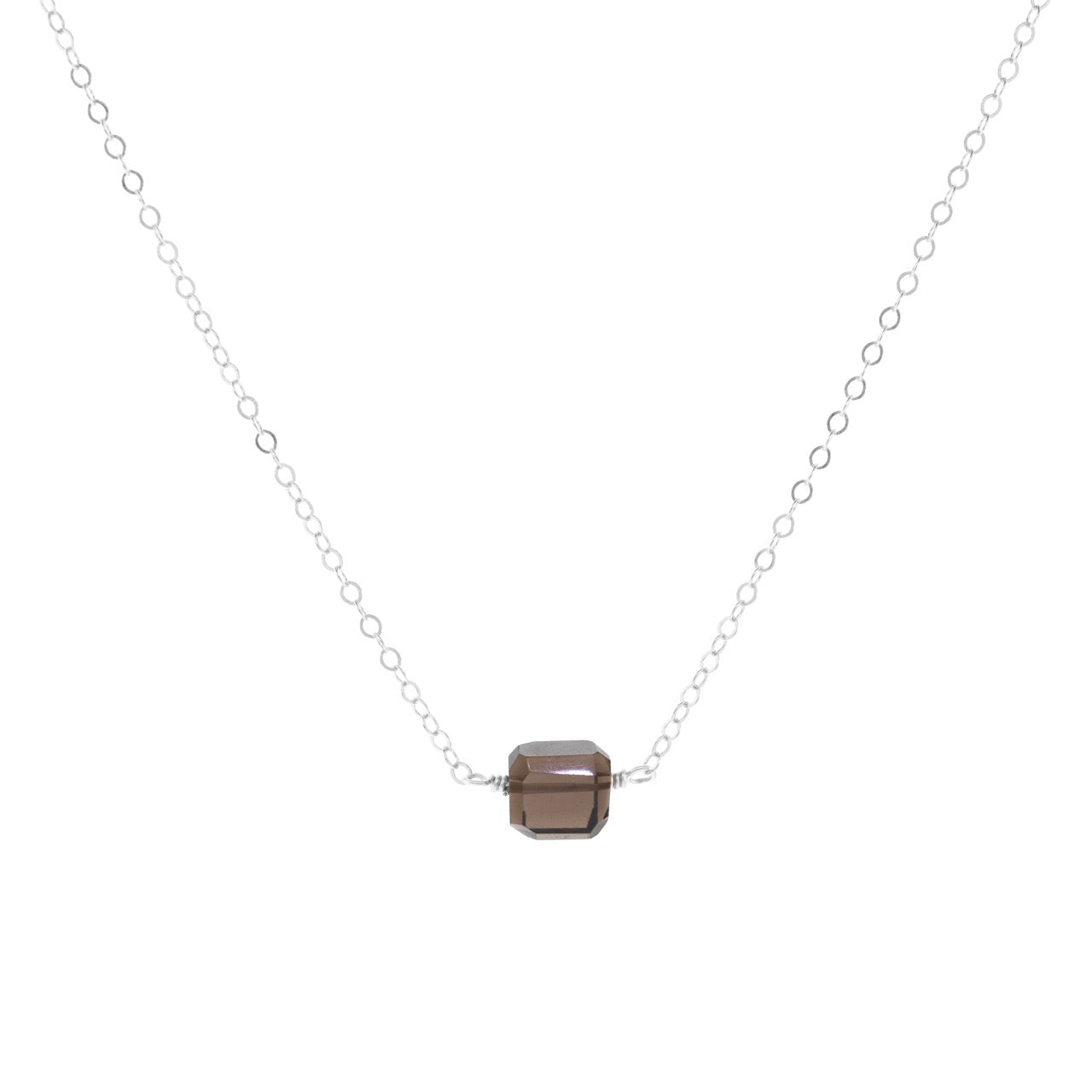 Petite Rock Necklace - Smoky Quartz - Sterling Silver