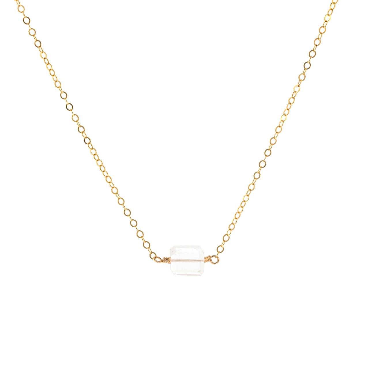 Petite Rock Necklace - White Topaz - 14K Gold-Filled