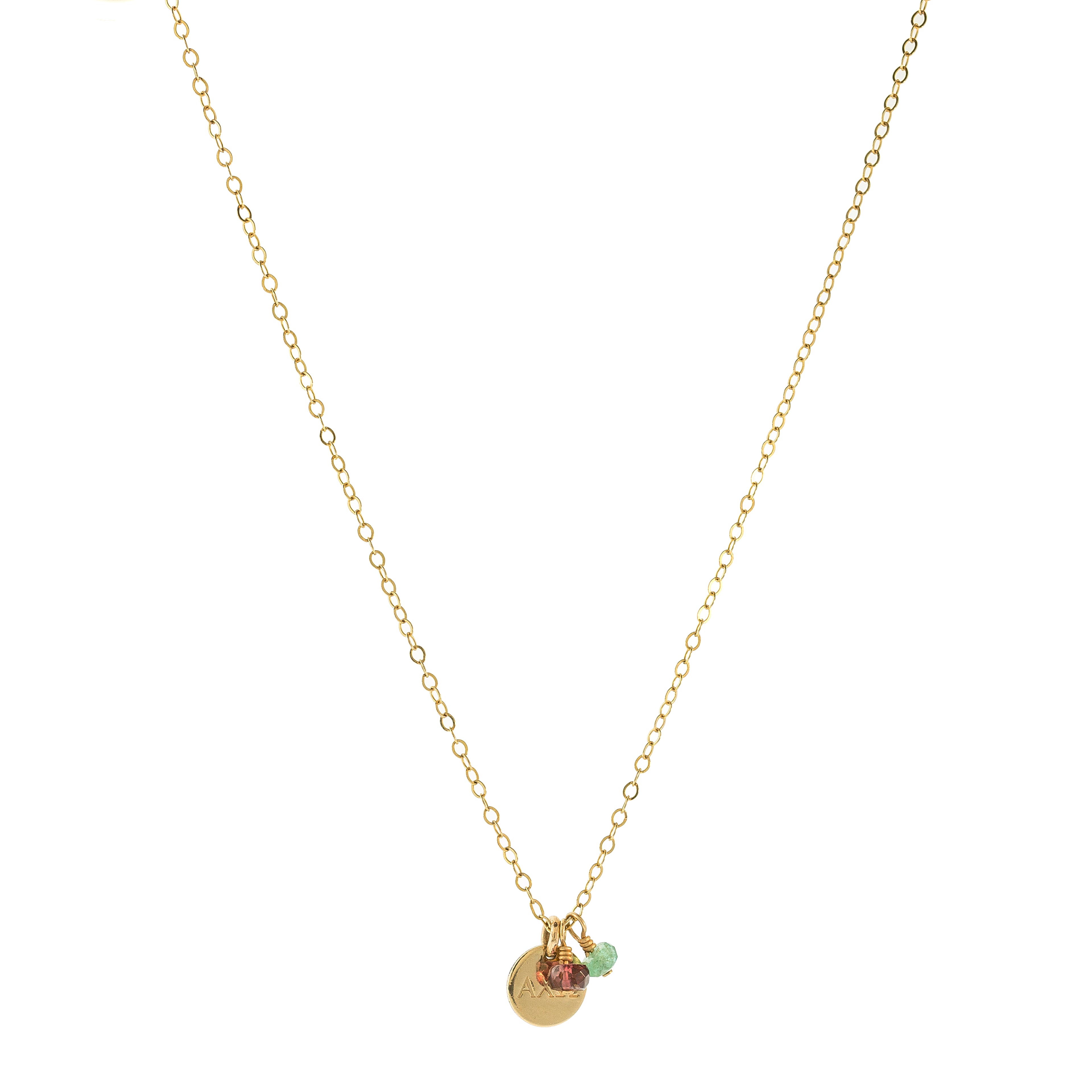 Sorority Charm Necklace — Alpha Chi Omega — Add Gemstones