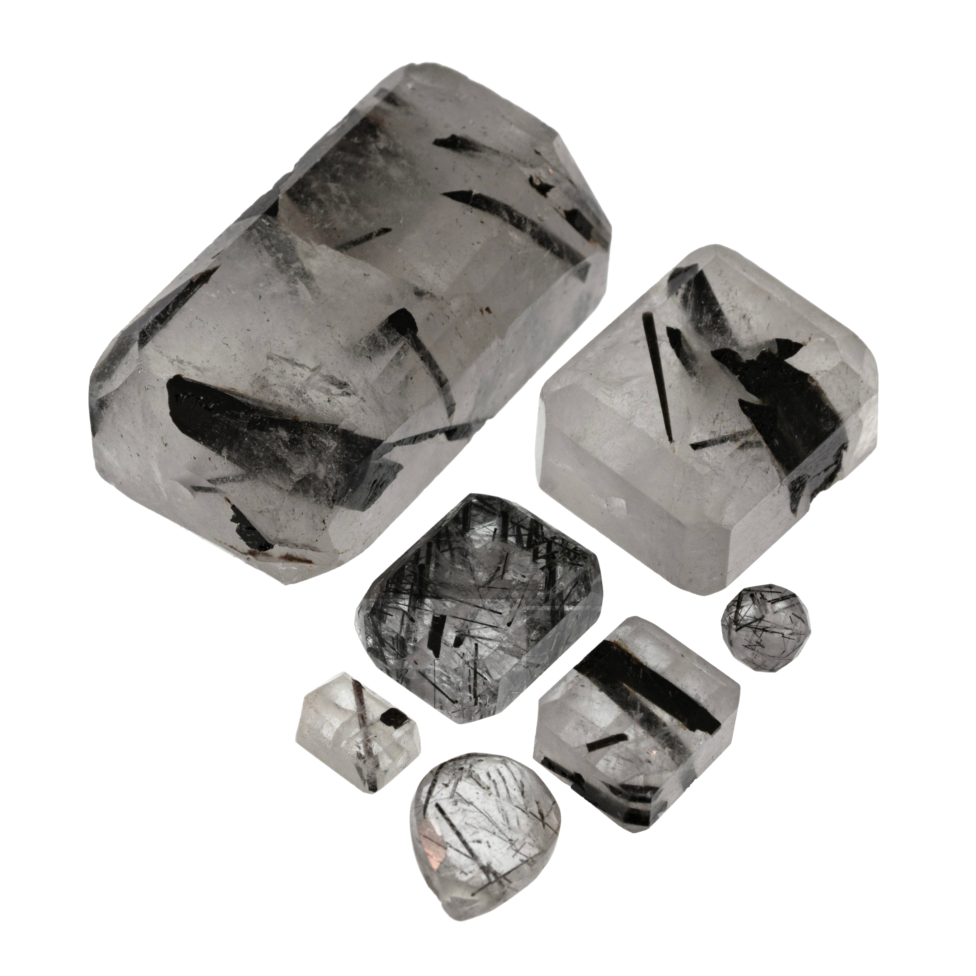 Tourmalinated Quartz gemstone cluster