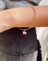 Hammered Bangle with Butterfly Charm
