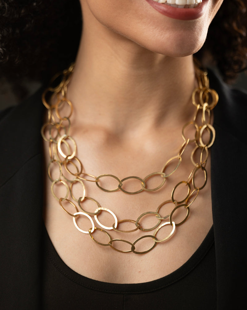 3-Strand Hammered Oval Necklace