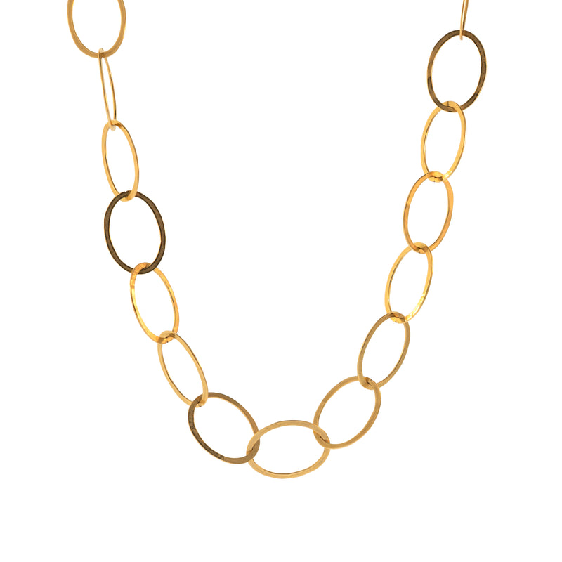 Hammered Oval Chain Necklace