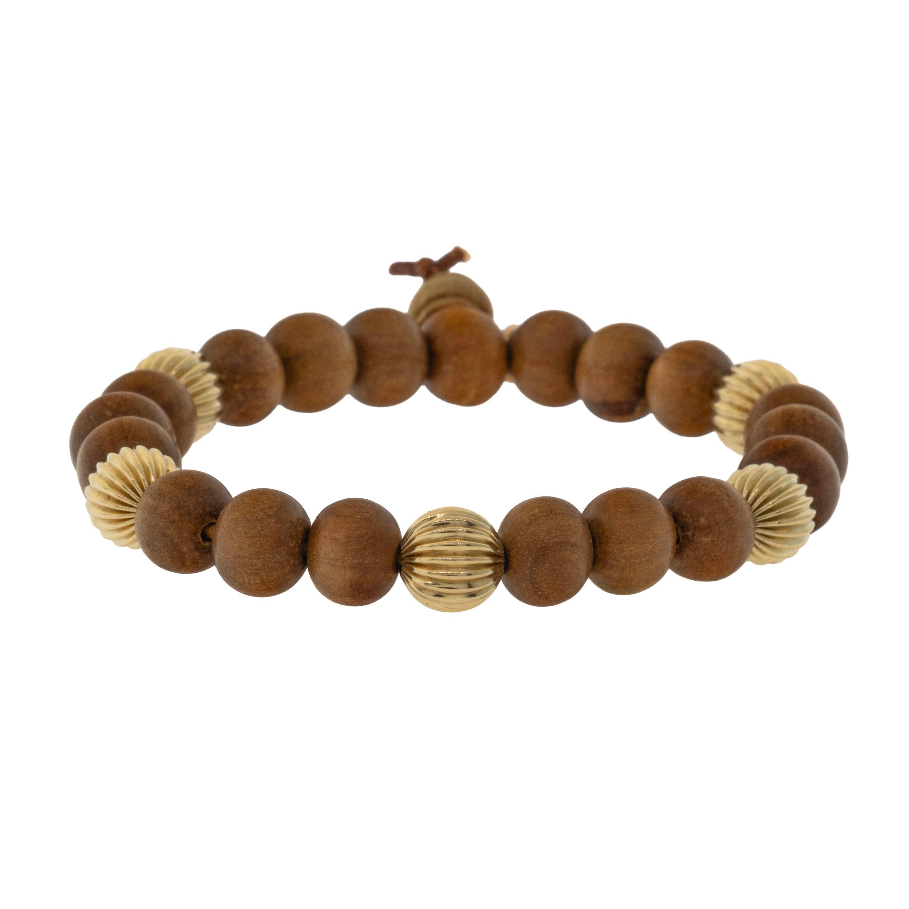 5 Gold Bead Sandalwood Bracelet