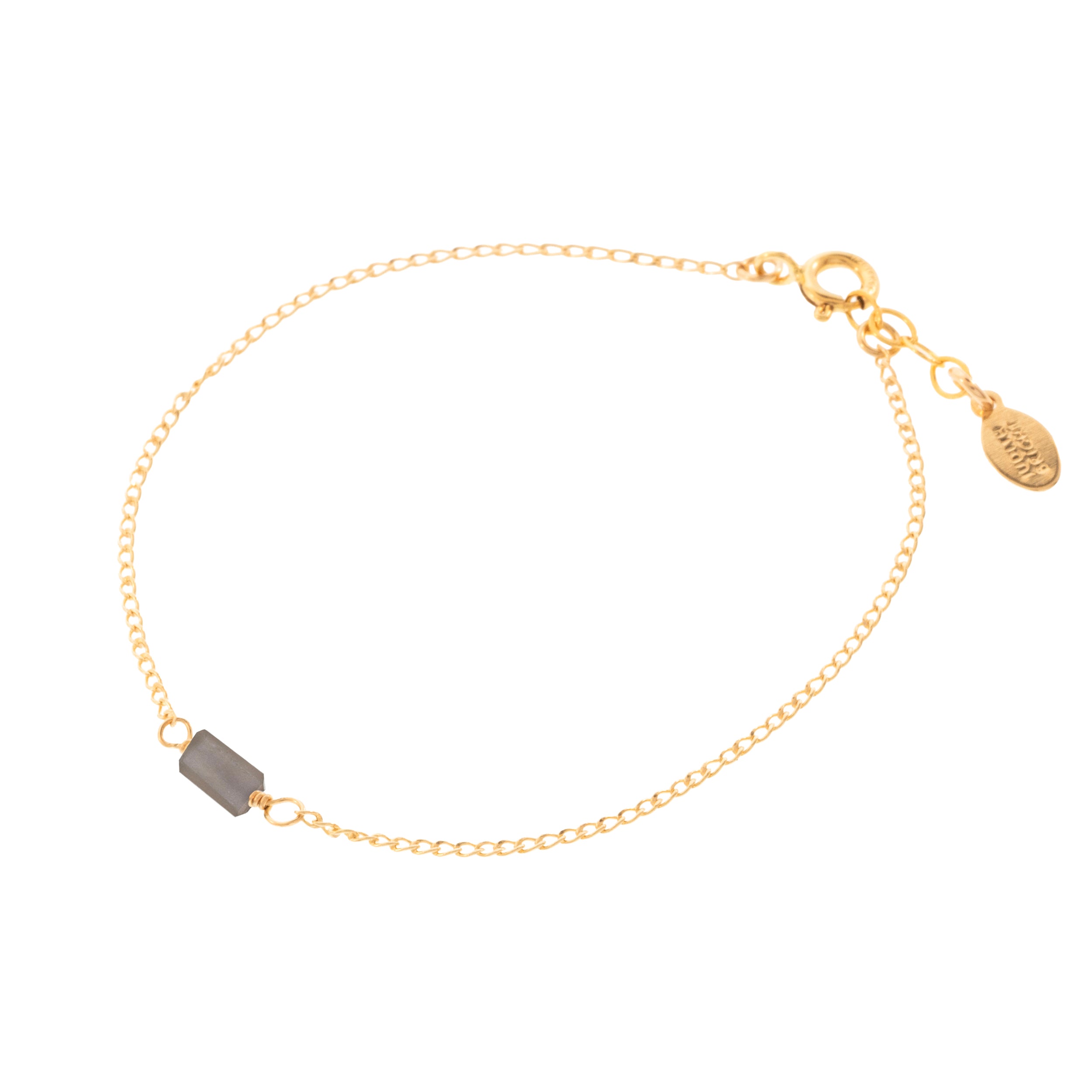 Mini Rock Bracelet — Grey Moonstone — 14K Gold-Filled