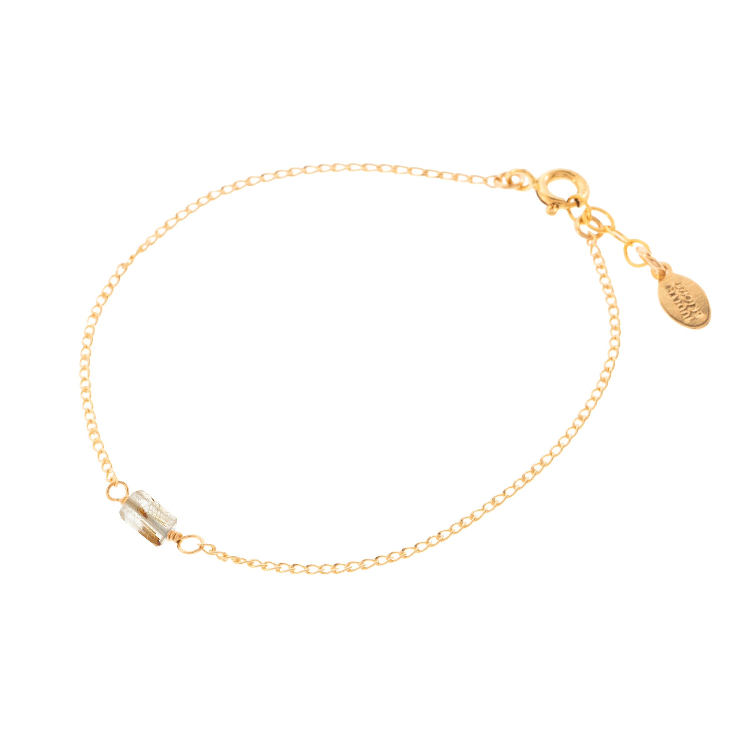 Mini Rock Bracelet — Rutilated Quartz — 14K Gold-Filled