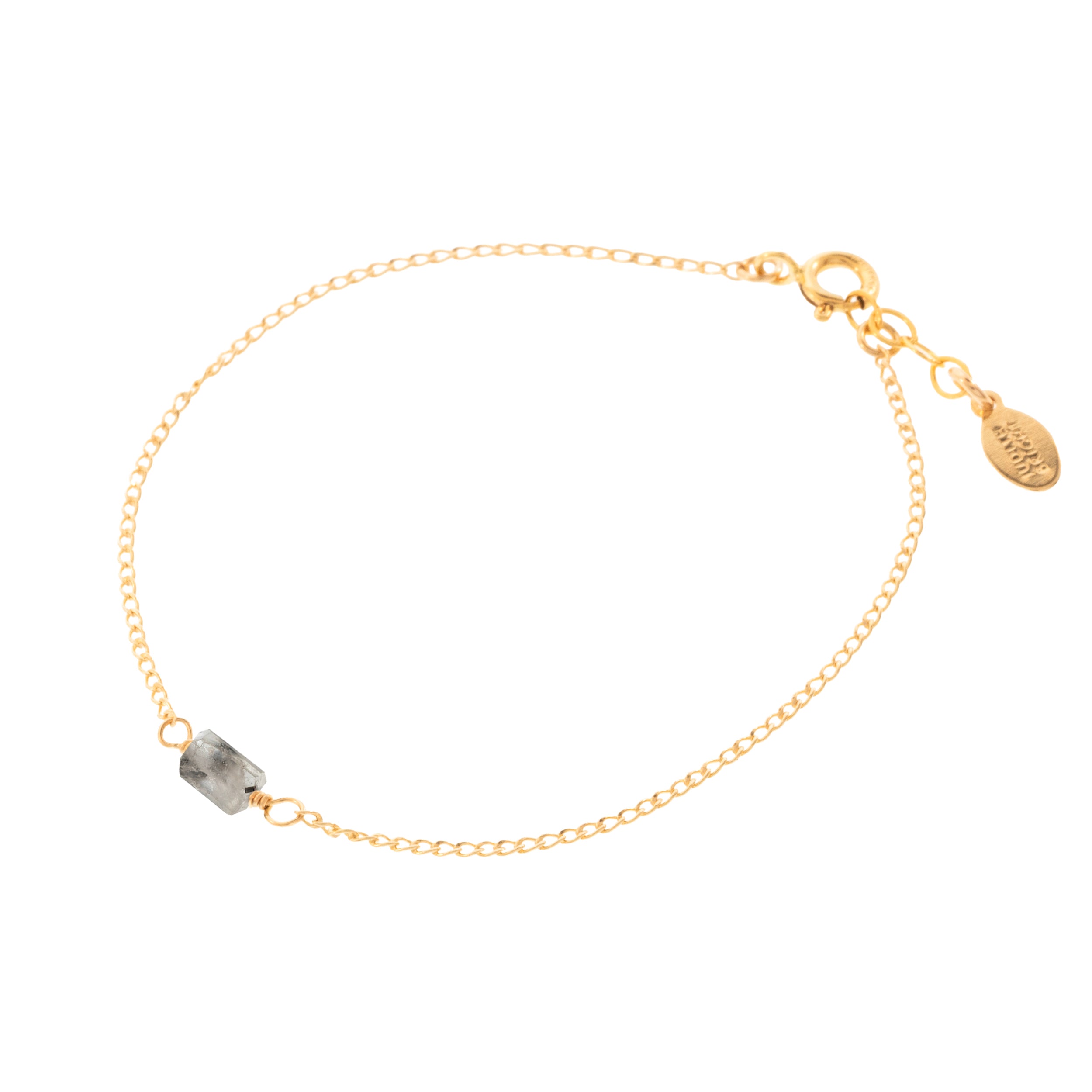 Mini Rock Bracelet — Tourmalinated Quartz — 14K Gold-Filled