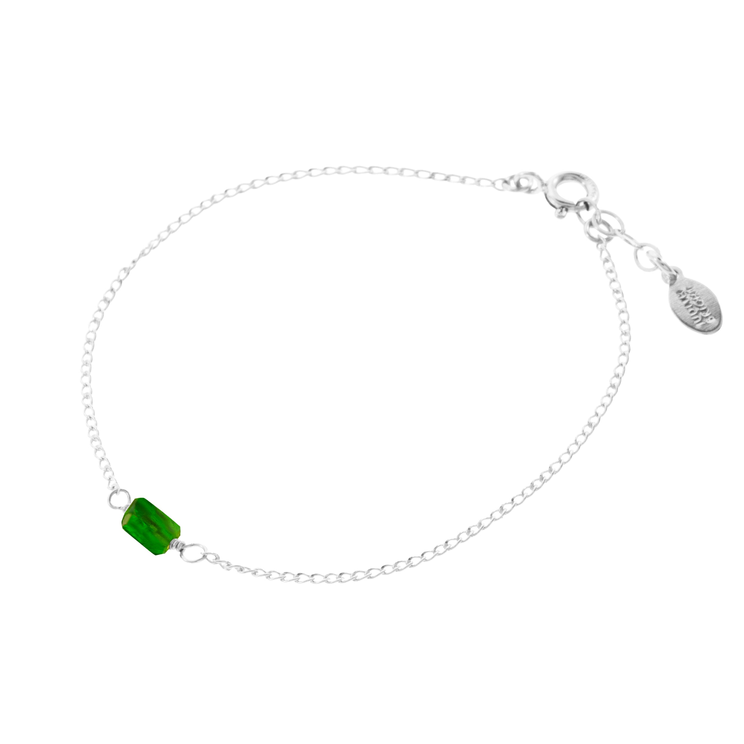 Mini Rock Bracelet — Chrome Diopside — Sterling Silver