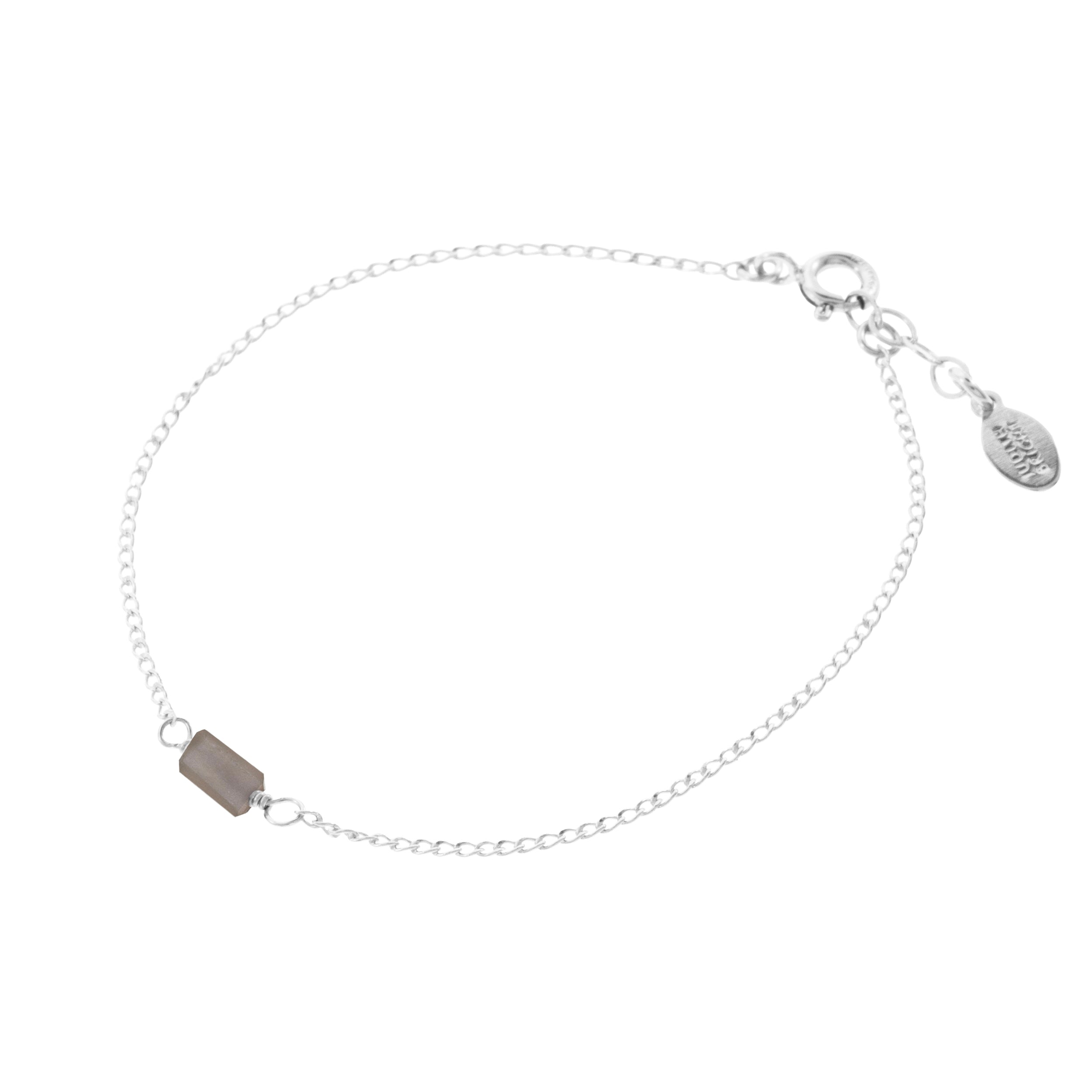 Mini Rock Bracelet — Grey Moonstone — Sterling Silver