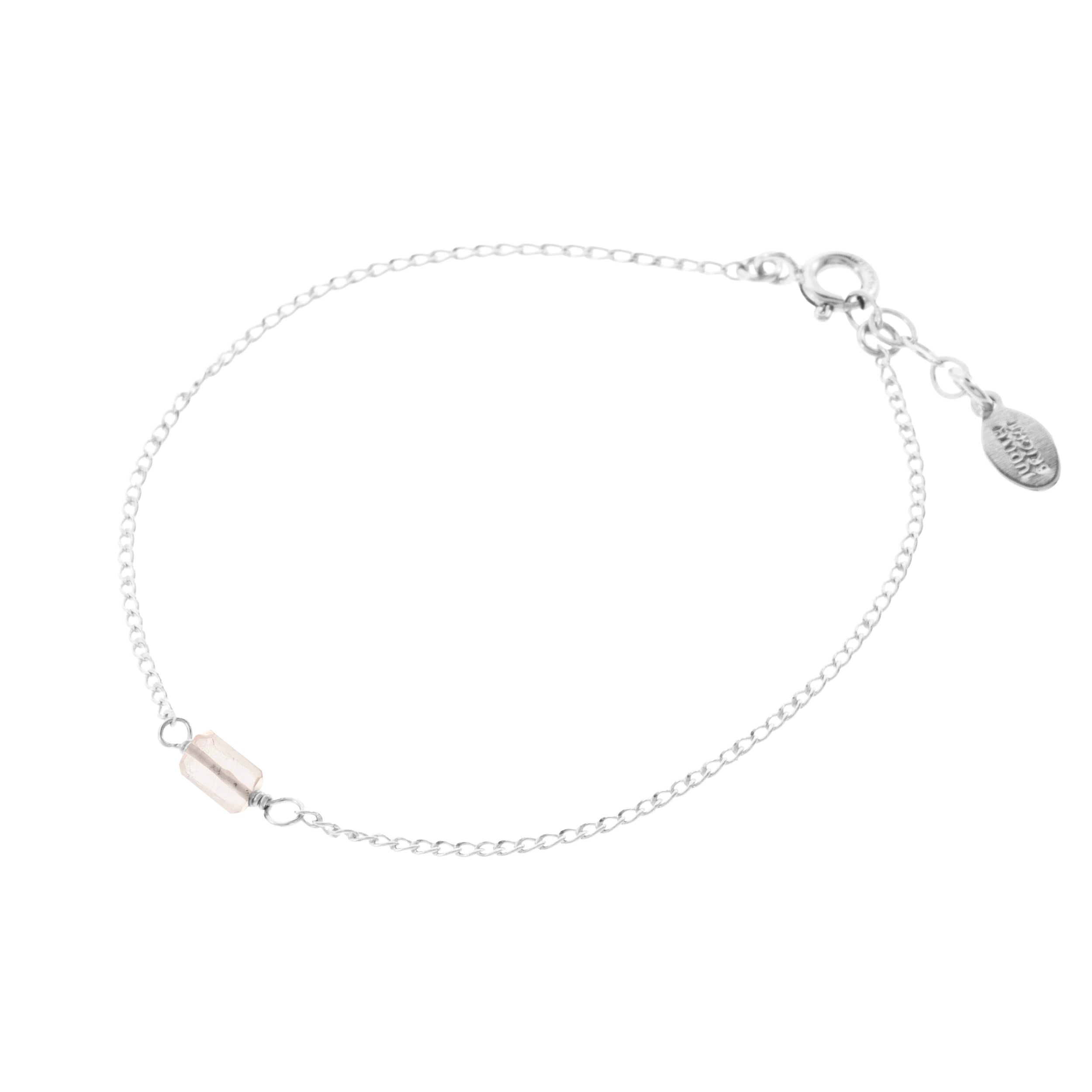 Mini Rock Bracelet — Rose Quartz — Sterling Silver