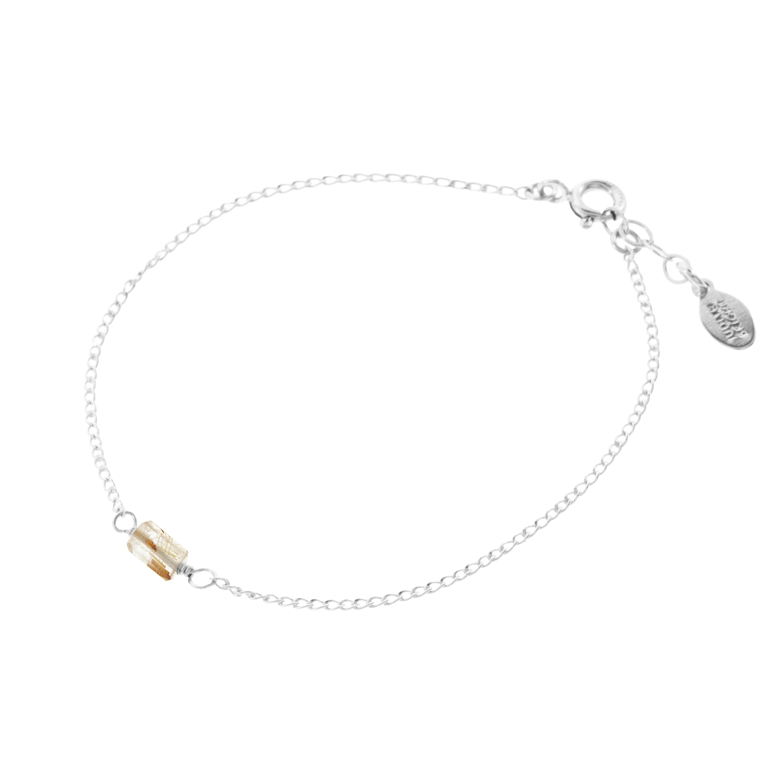Mini Rock Bracelet — Rutilated Quartz — Sterling Silver