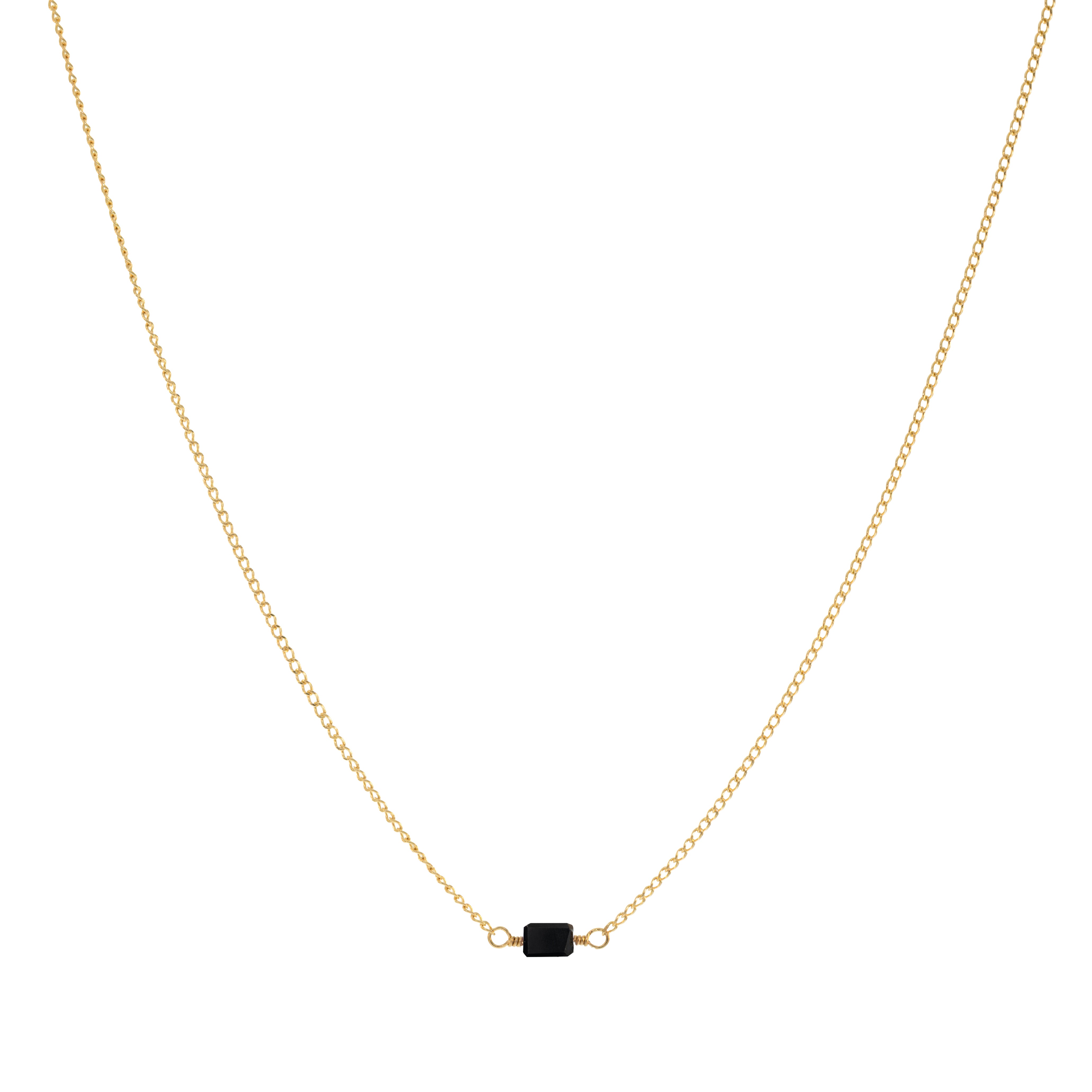Mini Rock Necklace — Black Spinel — 14K Gold-Filled