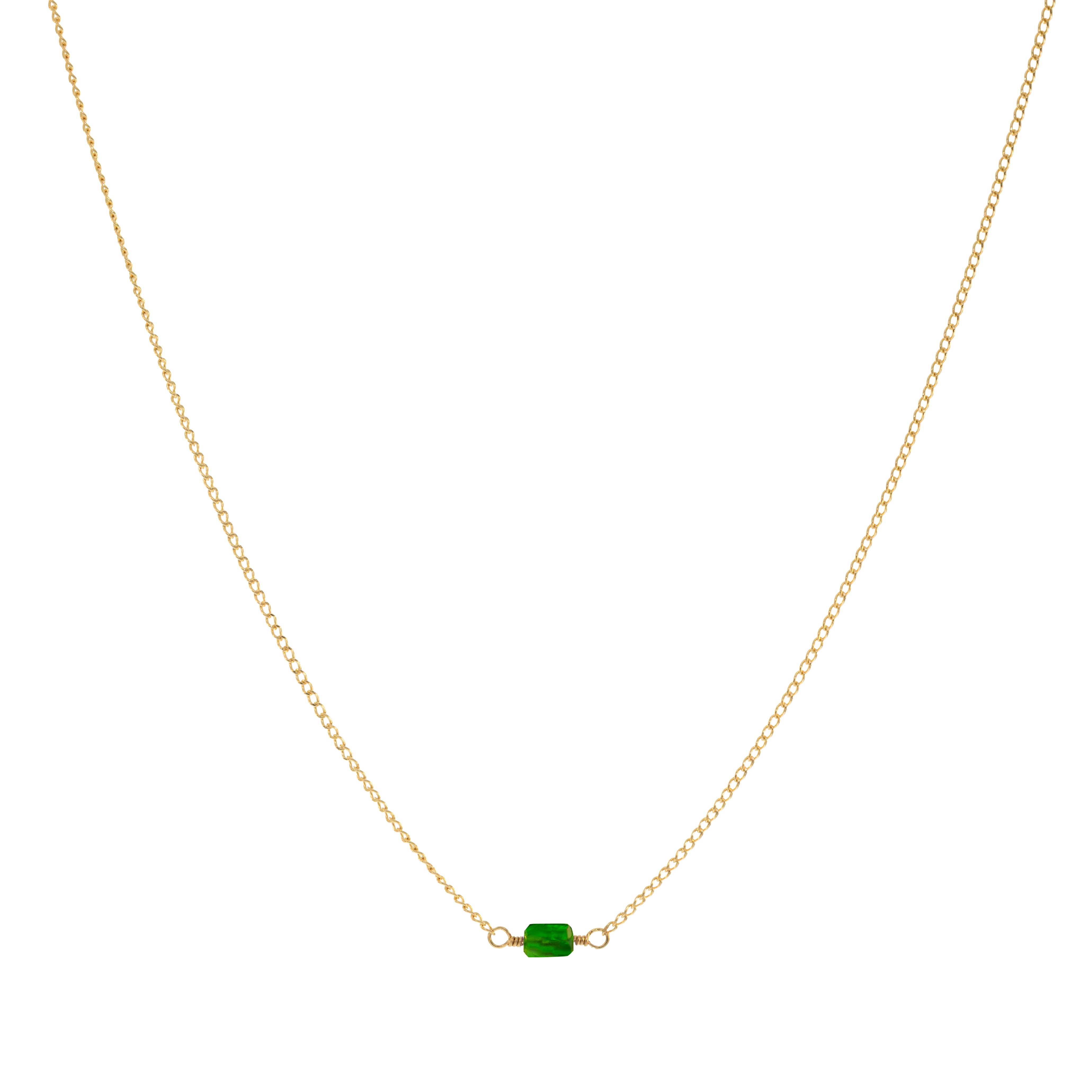 Mini Rock Necklace — Chrome Diopside — 14K Gold-Filled