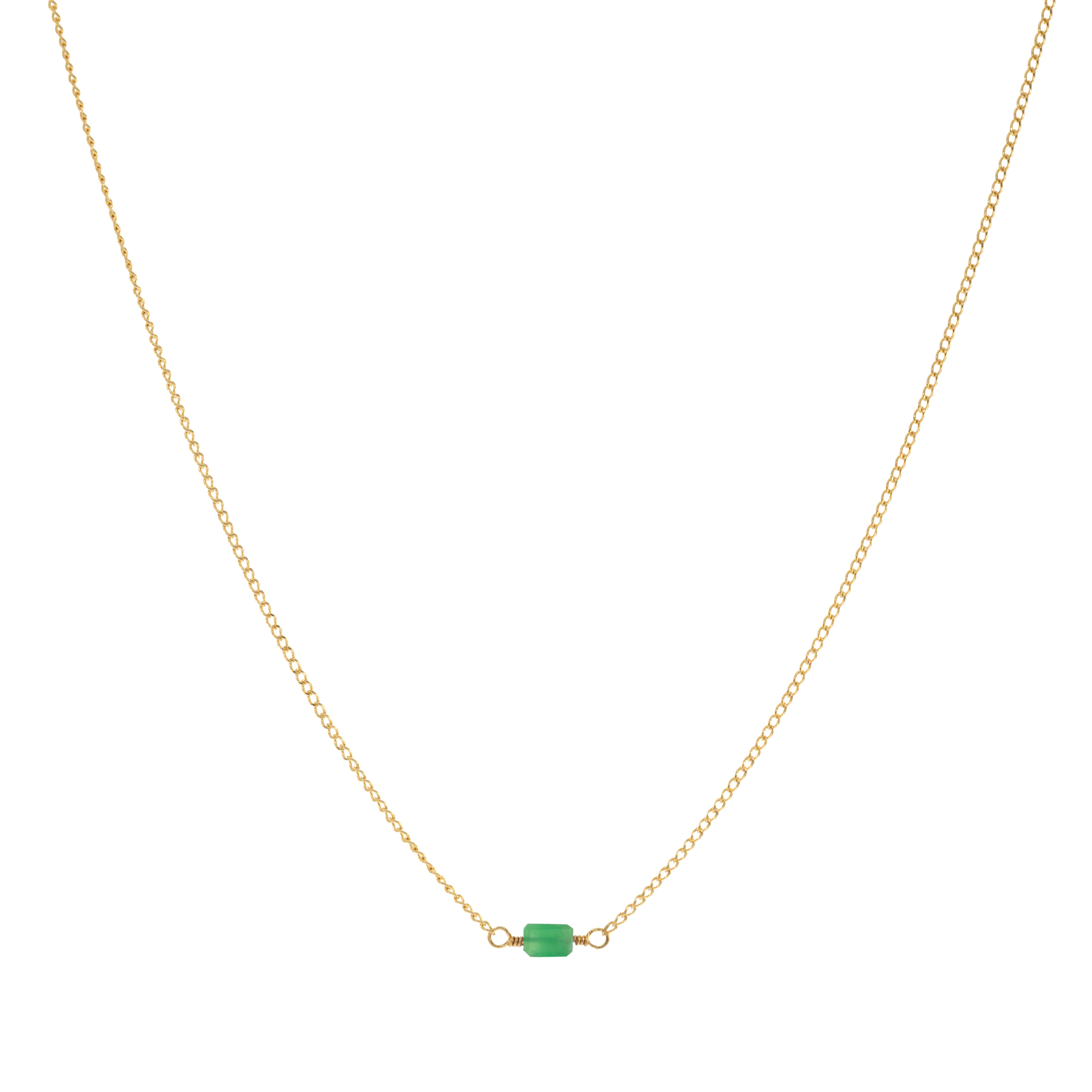 Mini Rock Necklace — Chrysoprase — 14K Gold-Filled