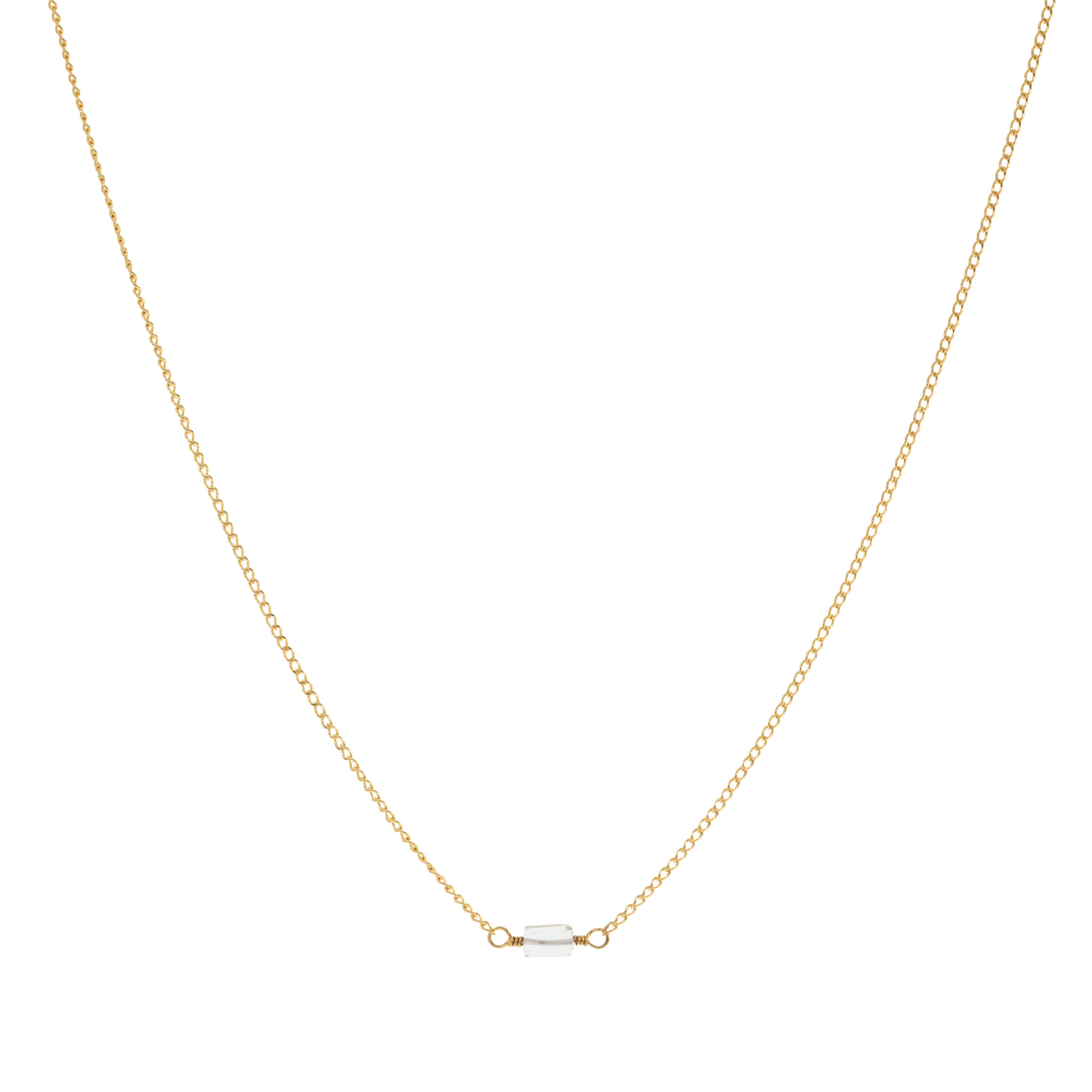 Mini Rock Necklace — Green Amethyst — 14K Gold-Filled