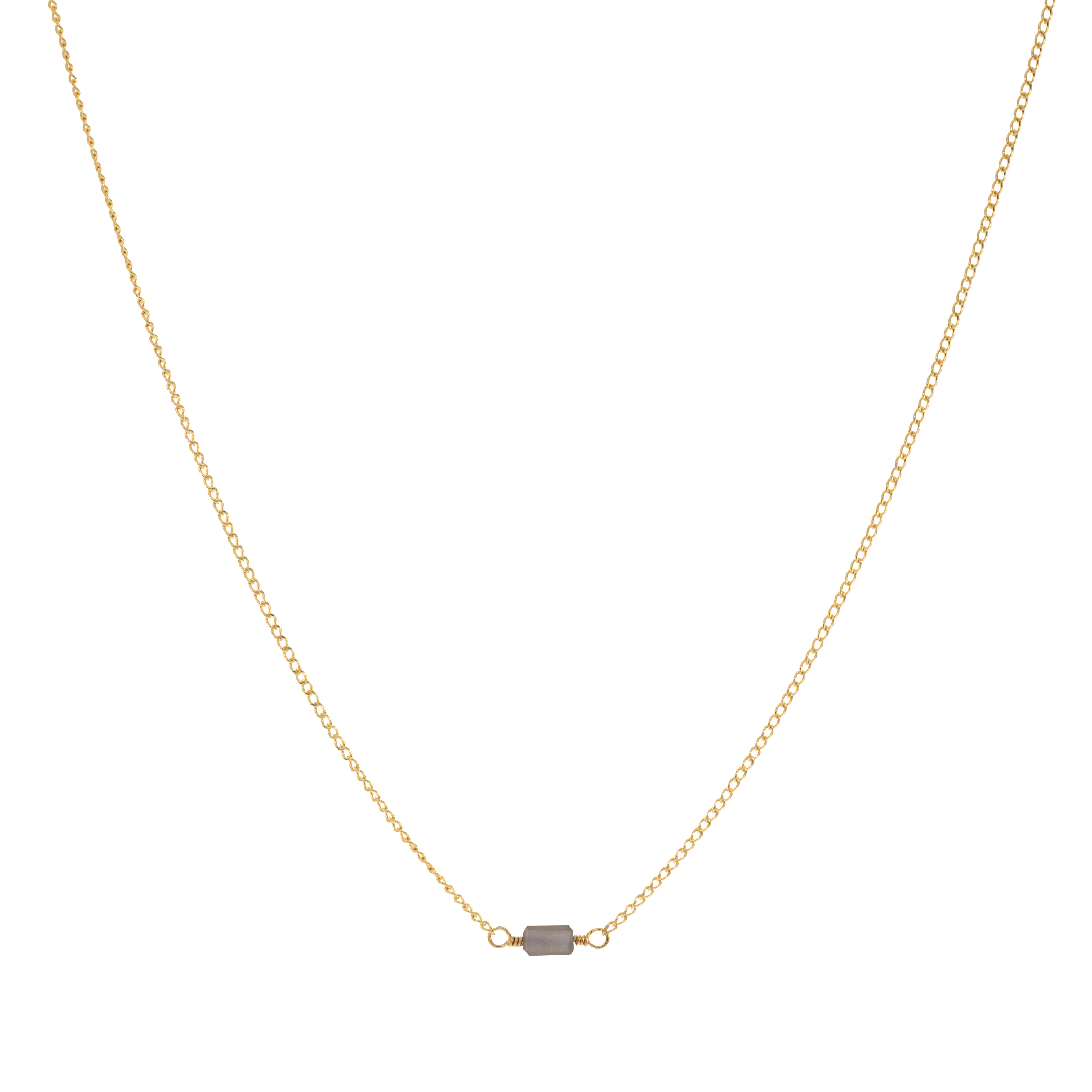 Mini Rock Necklace — Grey Moonstone — 14K Gold-Filled