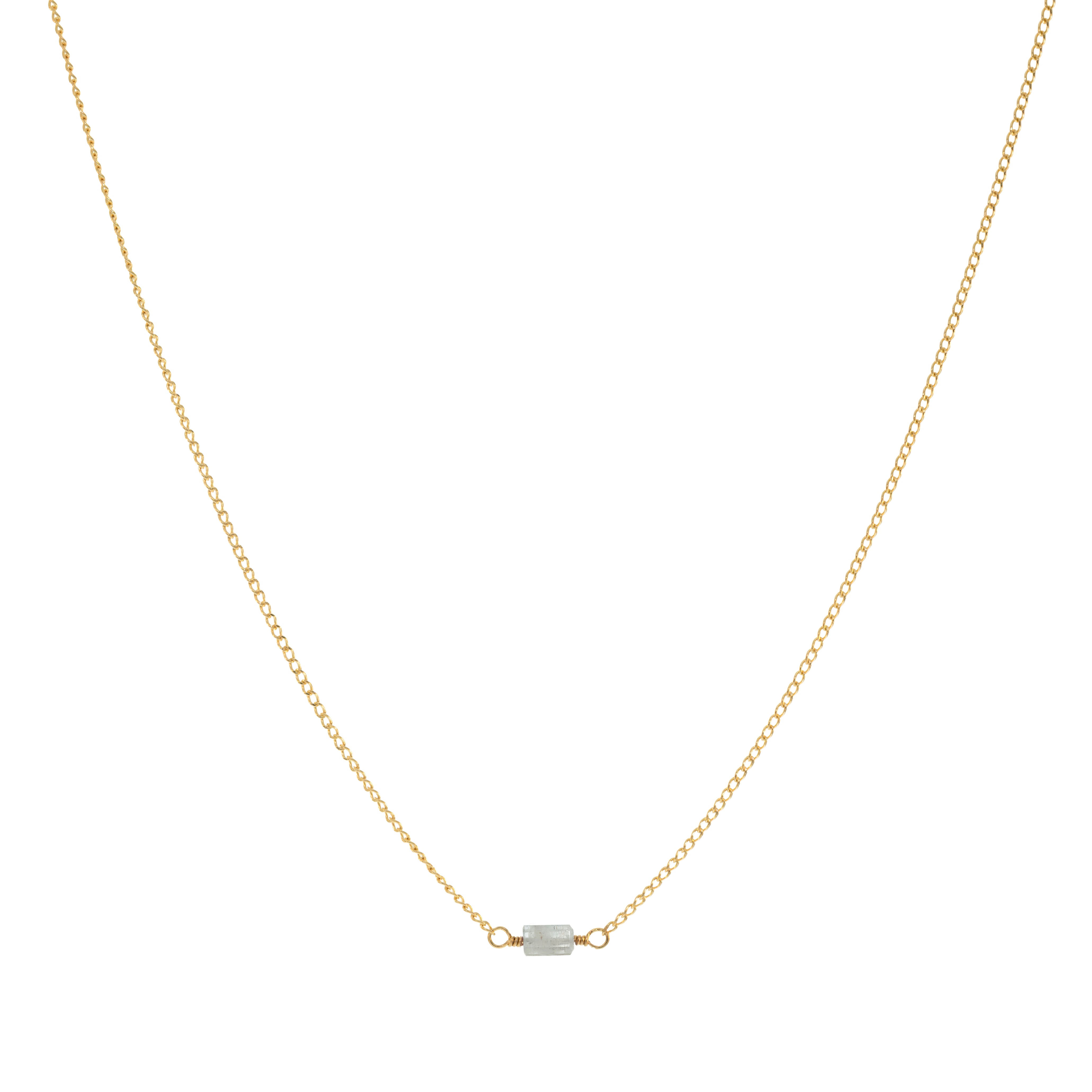 Mini Rock Necklace — Moss Aquamarine — 14K Gold-Filled