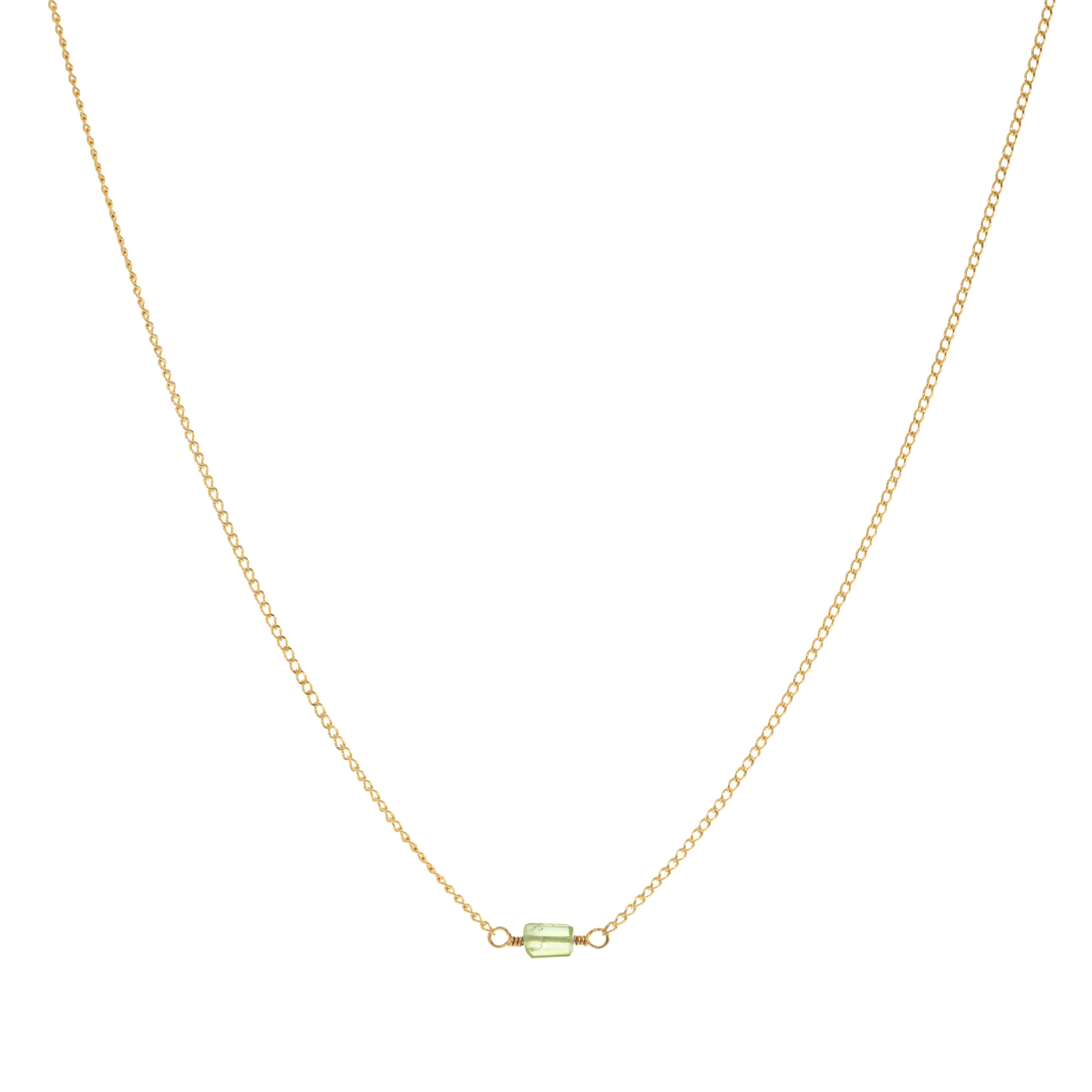 Mini Rock Necklace — Peridot — 14K Gold-Filled