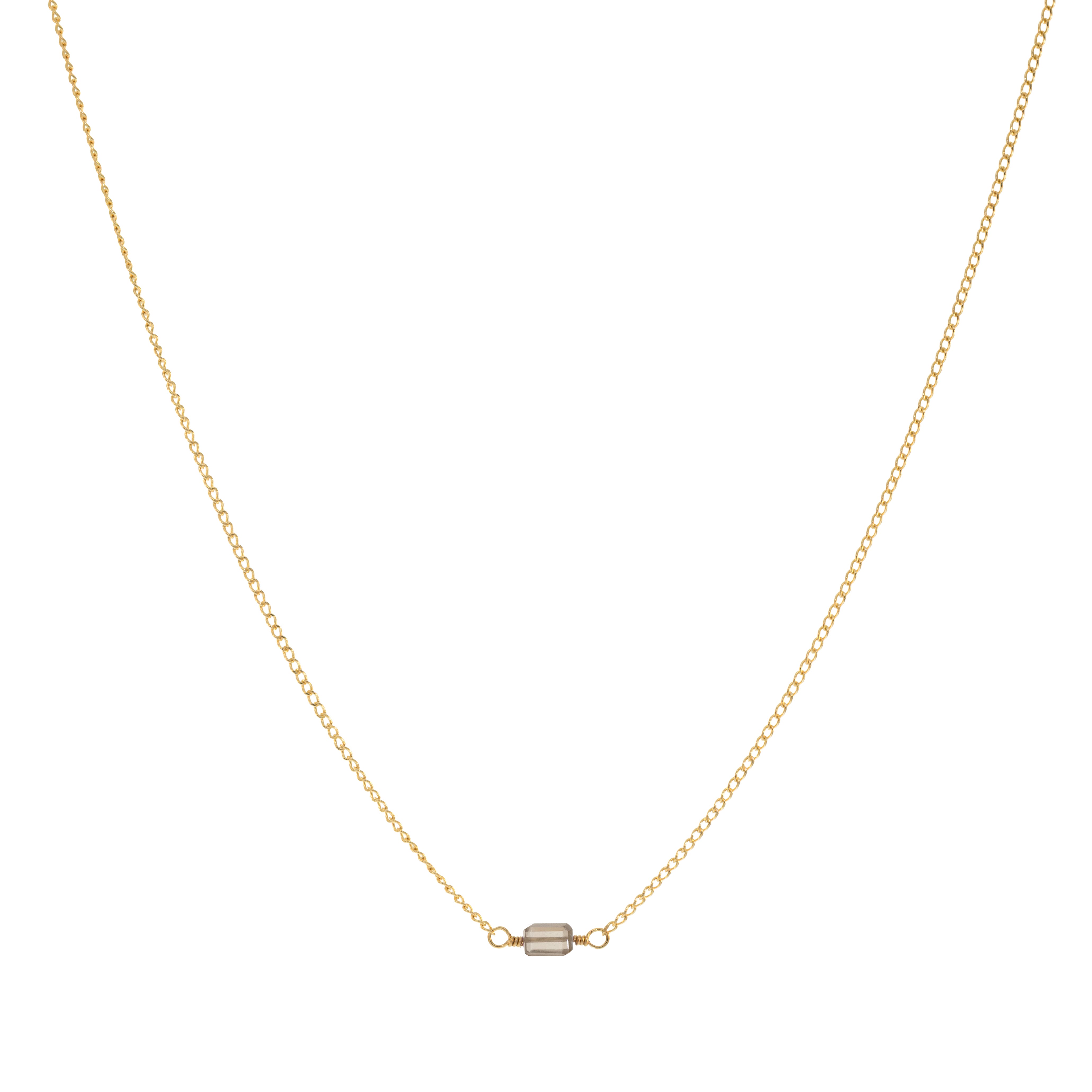 Mini Rock Necklace — Smoky Quartz — 14K Gold-Filled