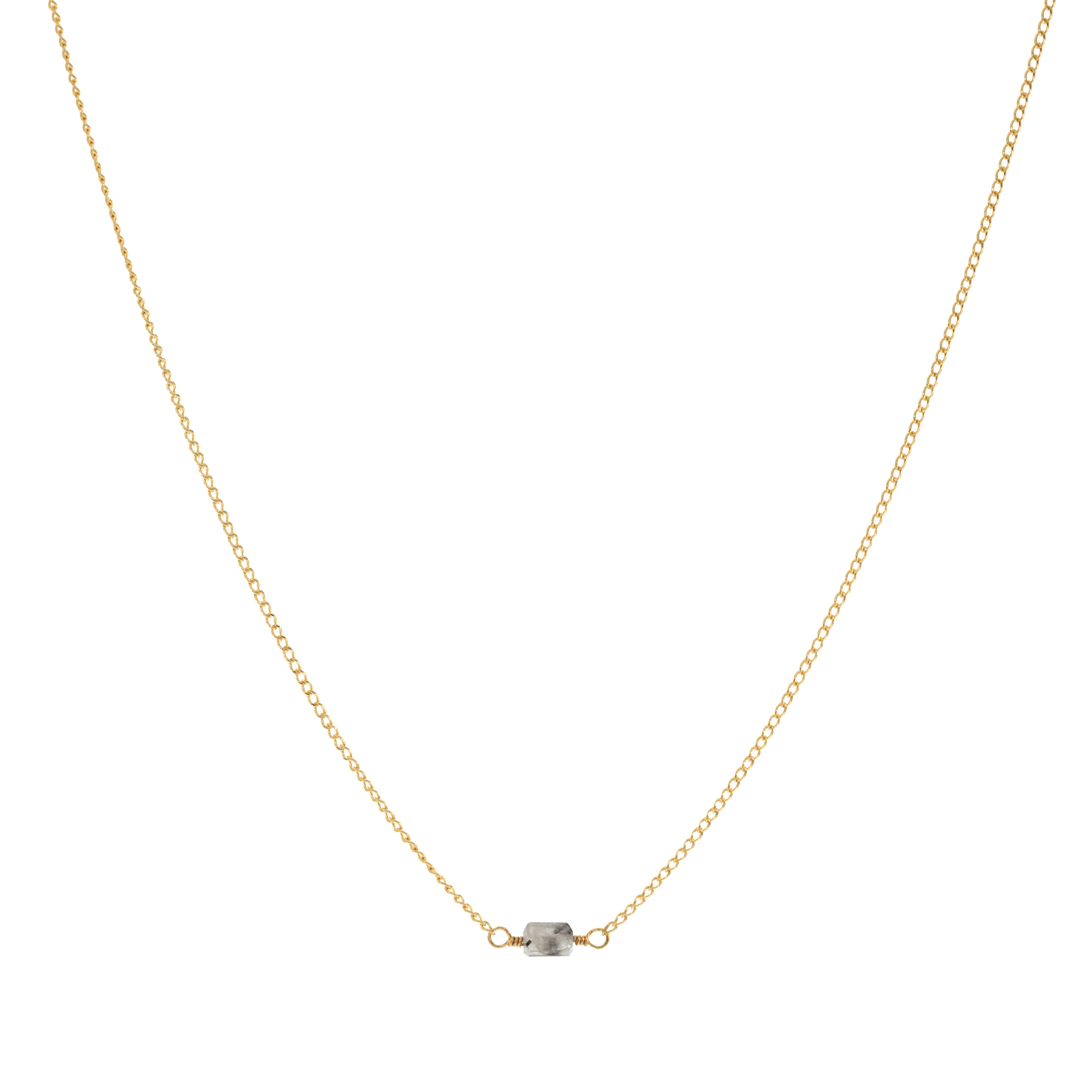 Mini Rock Necklace — Tourmalinated Quartz — 14K Gold-Filled