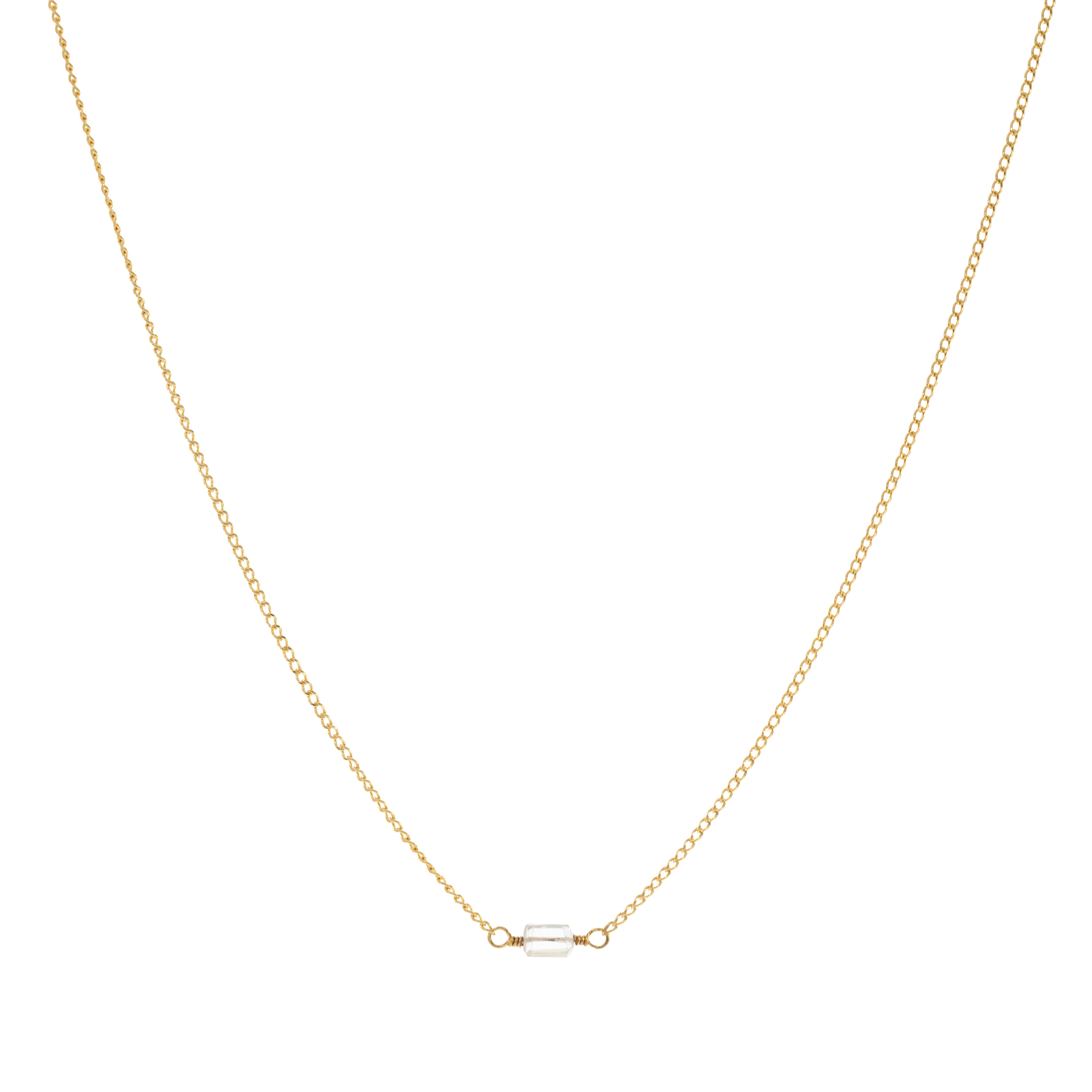 Mini Rock Necklace — White Topaz — 14K Gold-Filled